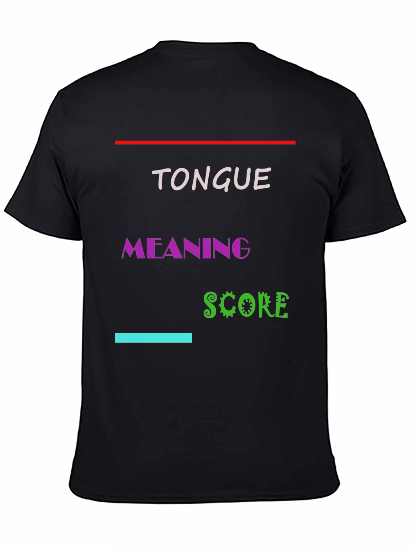 Black Tongue Meaning Score Graphic Tee - Black Cotton Blend T-Shirt view 4
