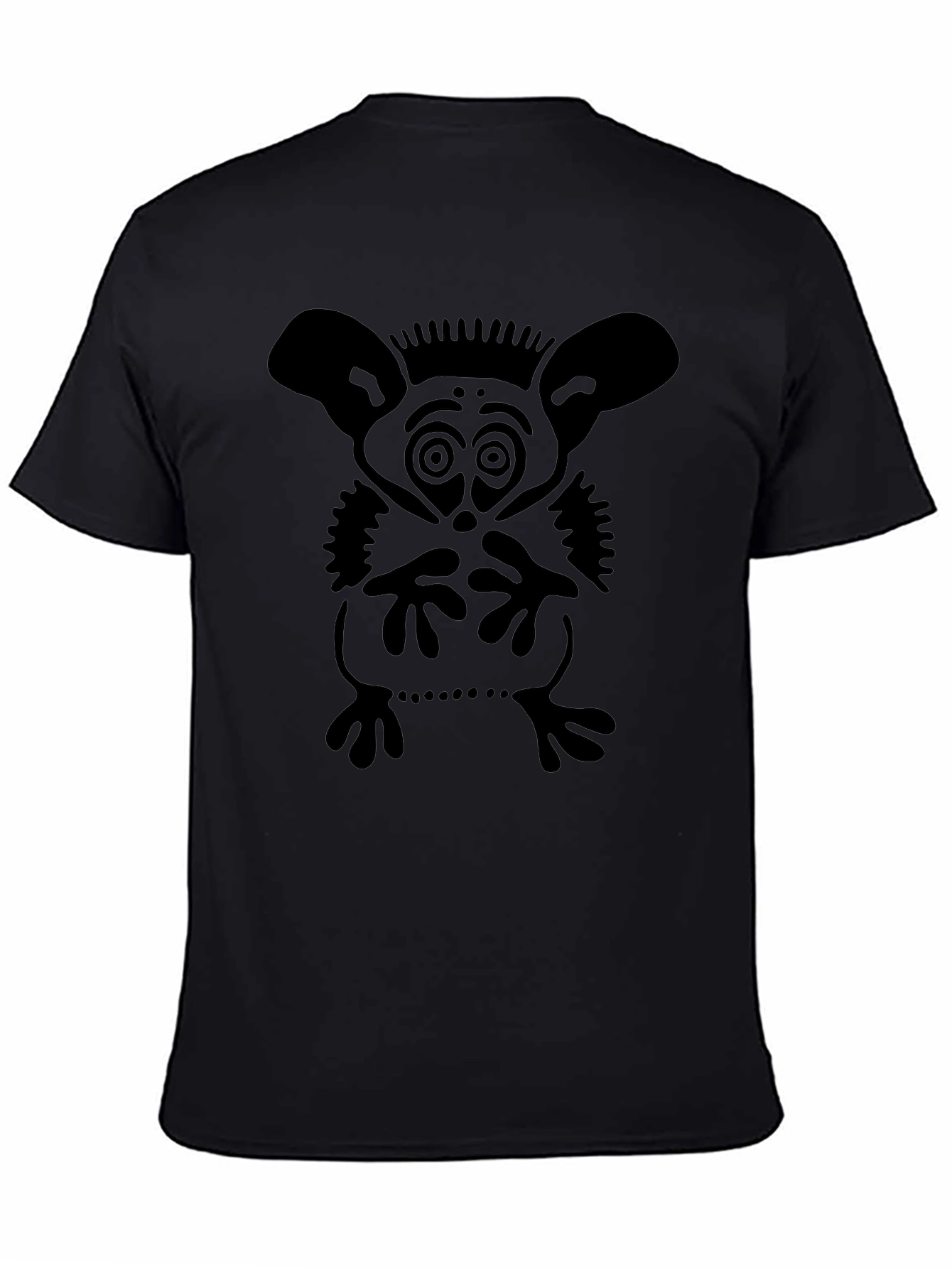 Black Unique Graphic Tee - Abstract Creature Design view 4