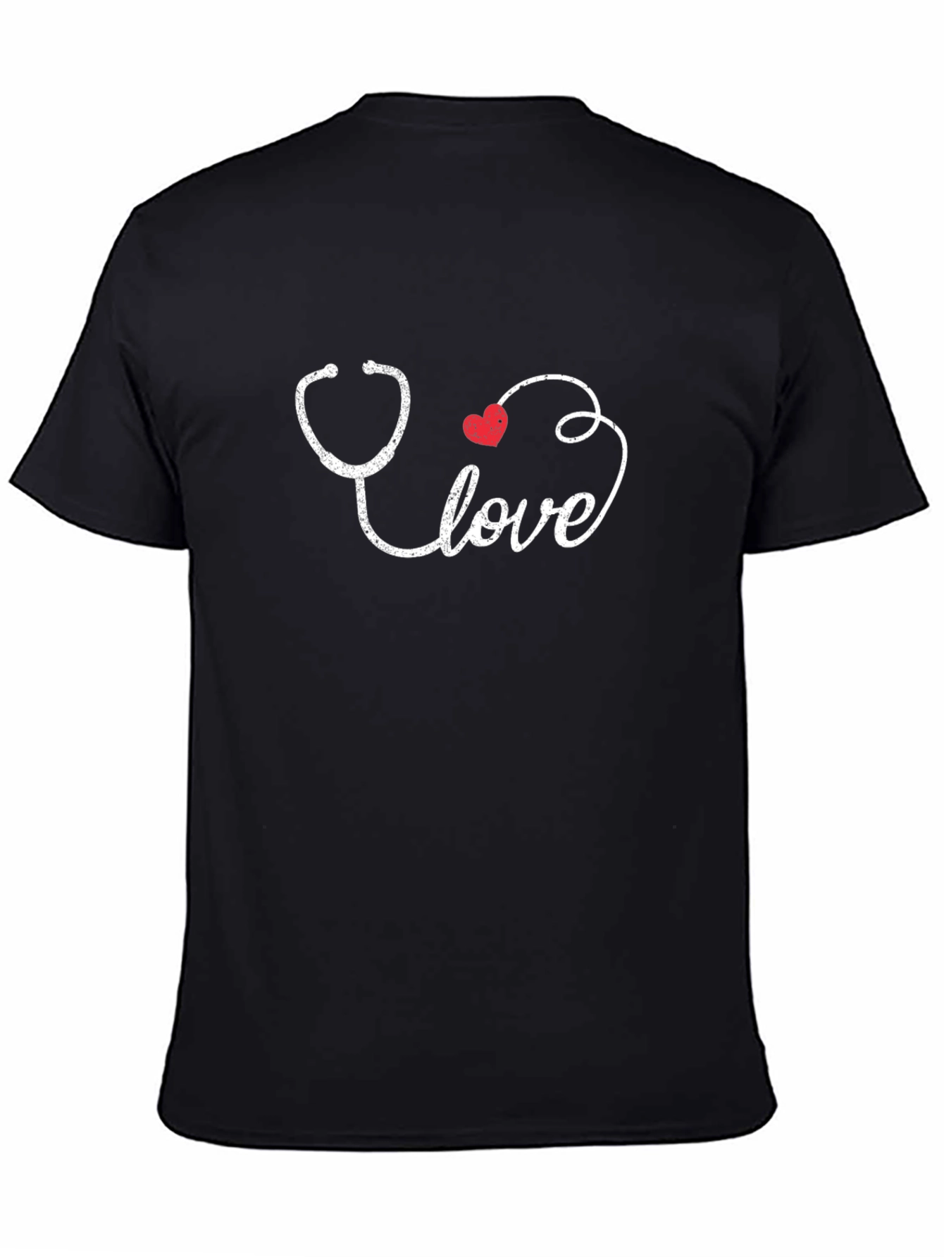 Black Love Stethoscope Graphic Tee - Doctor Nurse Medical view 4