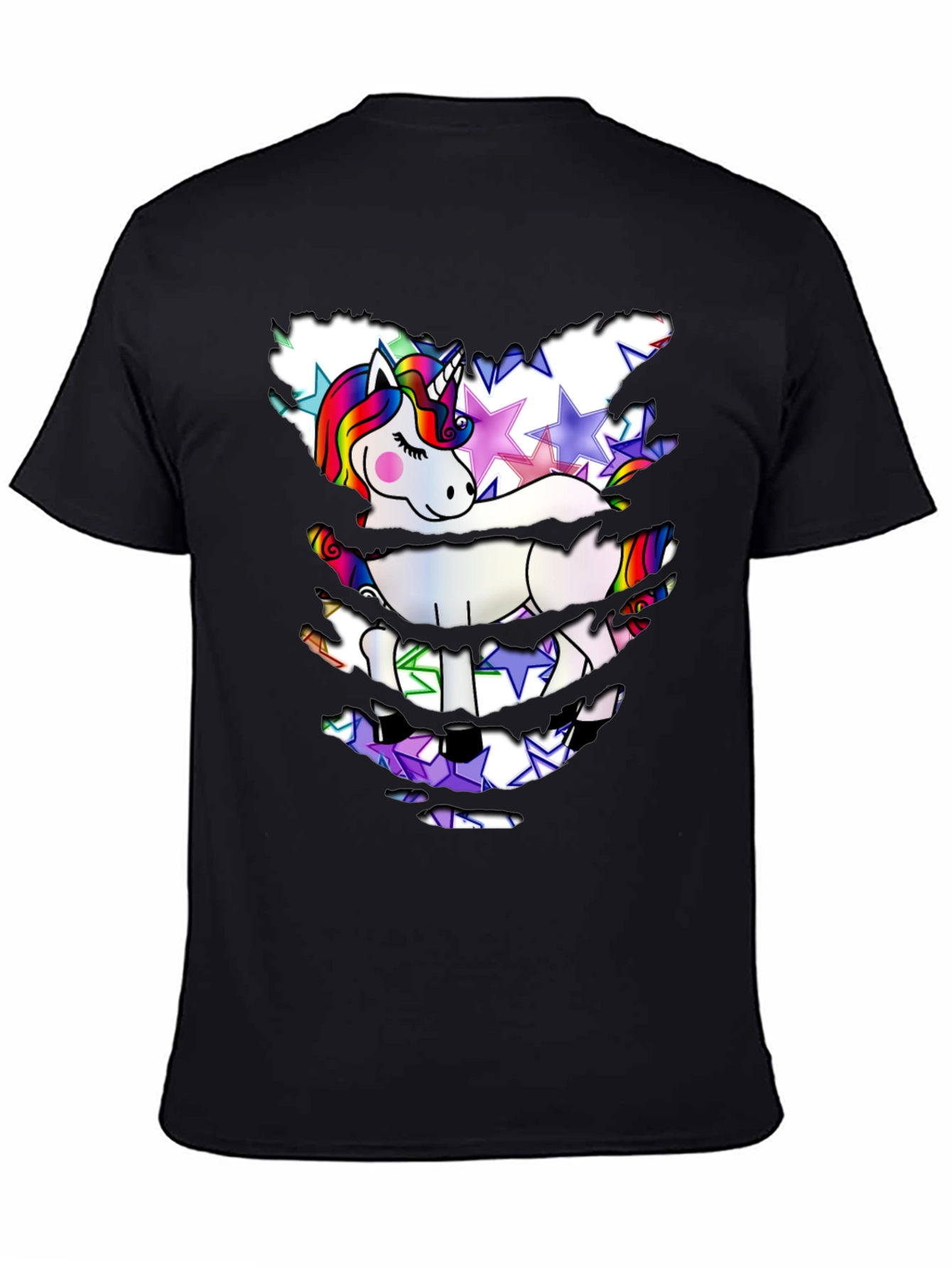 Black Unicorn Star T-Shirt - Distressed Look view 4