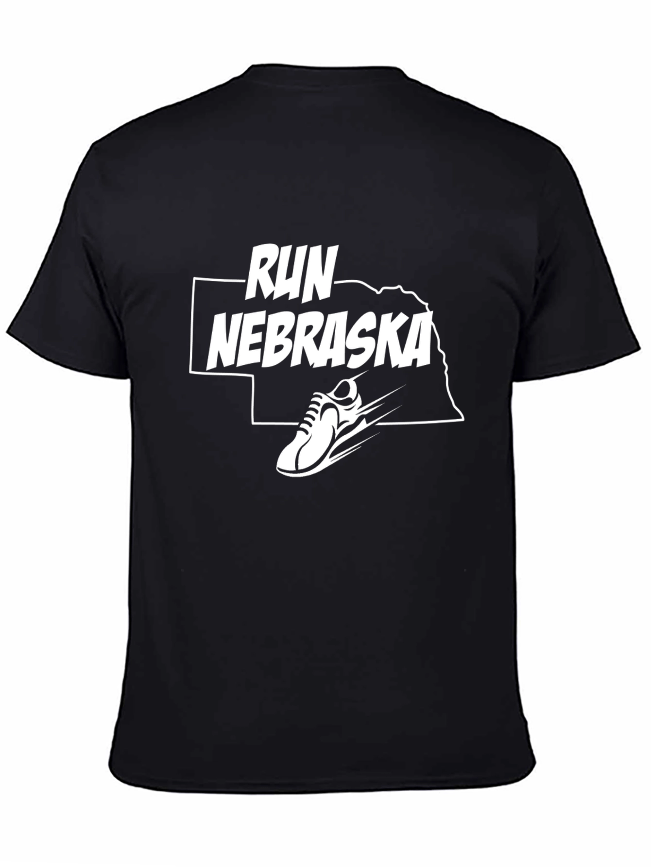 Black Run Nebraska T-Shirt - Black Athletic Tee view 4