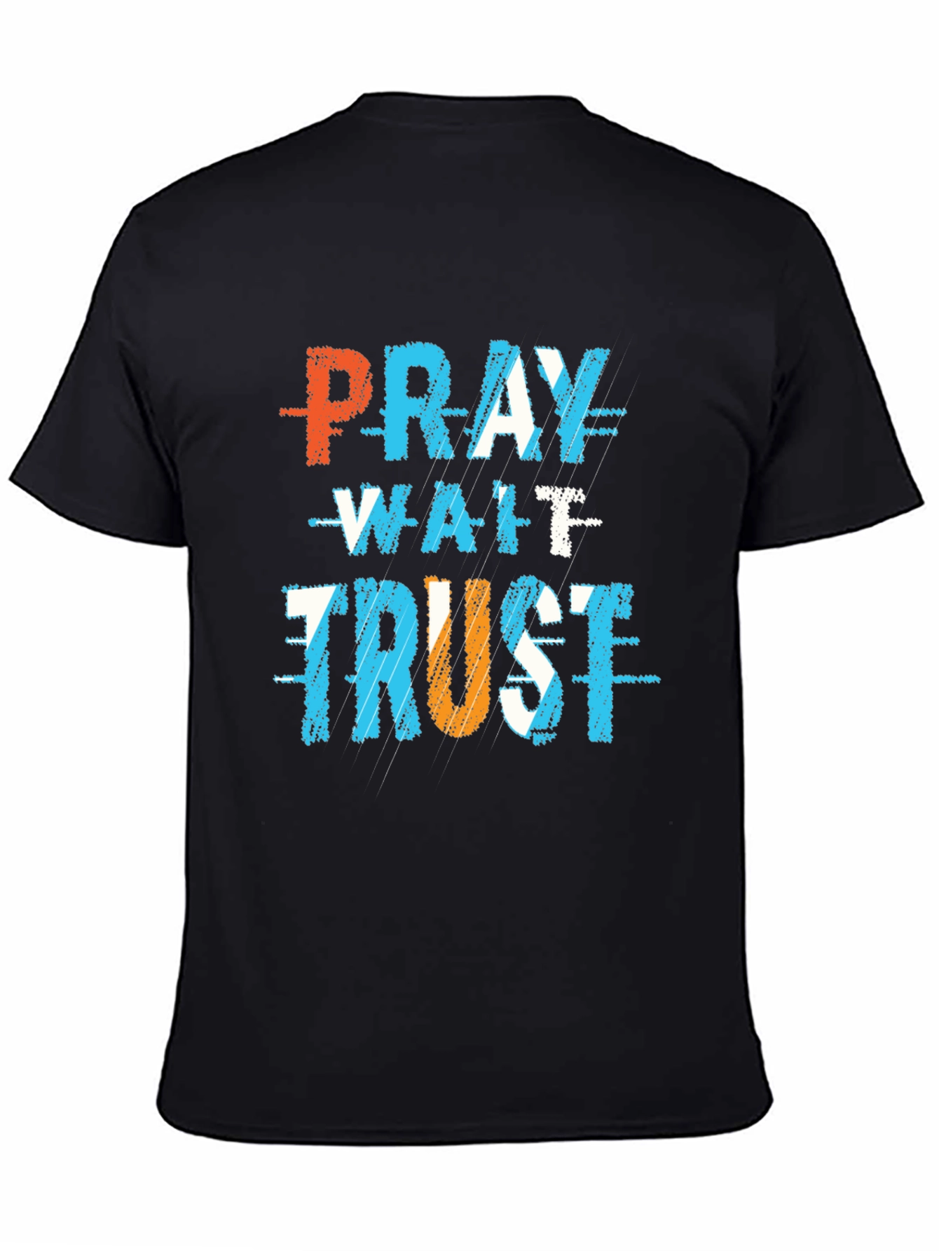 Black Pray Wait Trust Graphic T-Shirt view 4