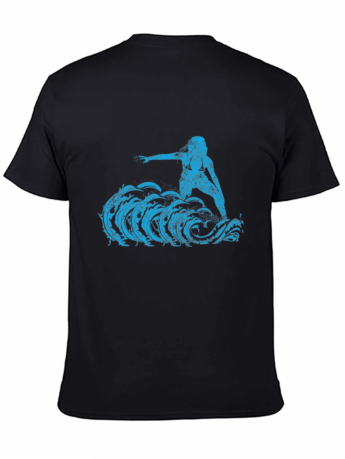 Black Surfer Girl Tee - Black Cotton Graphic T-Shirt view 4