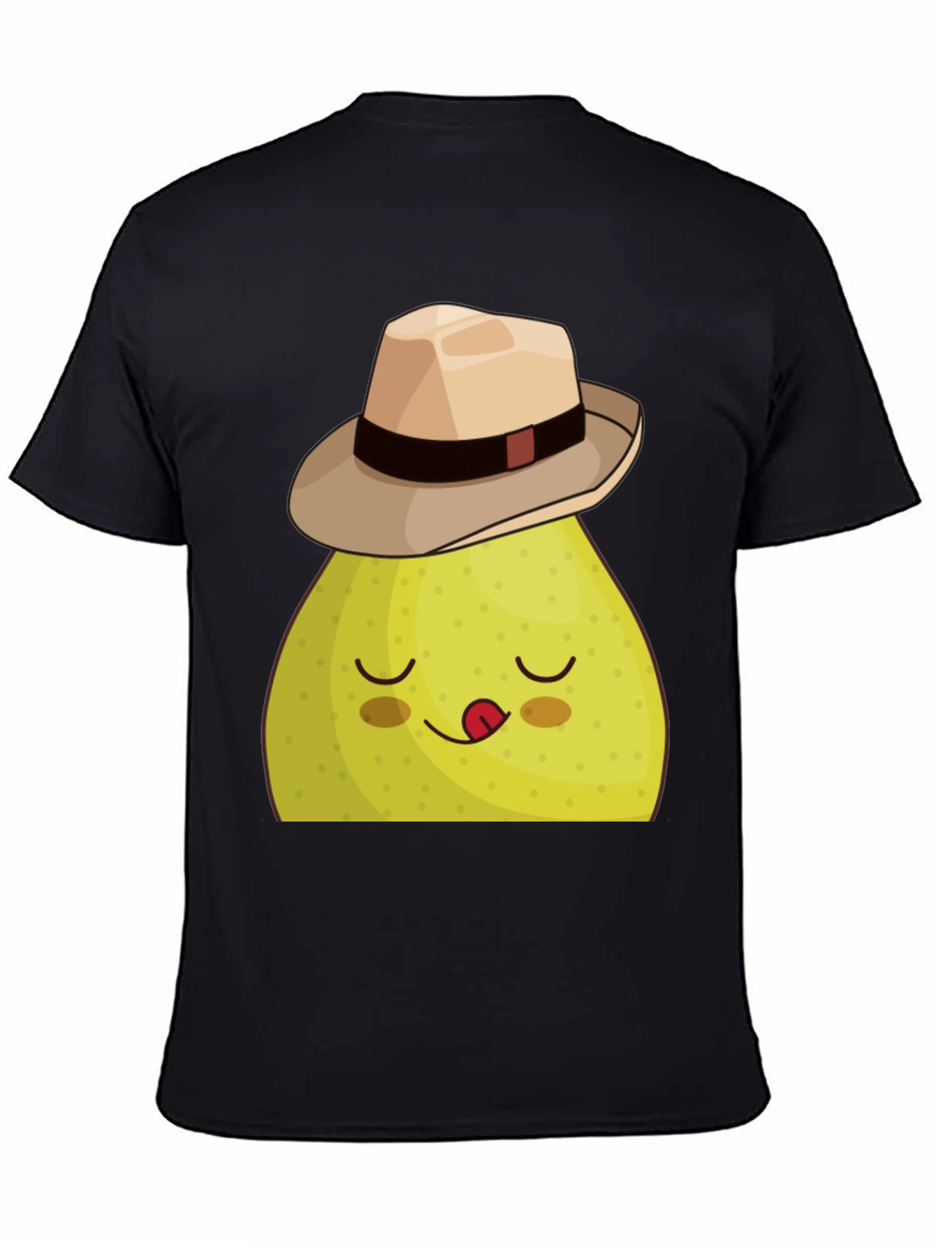 Black Funny Pear with Hat Graphic Tee - Black view 4