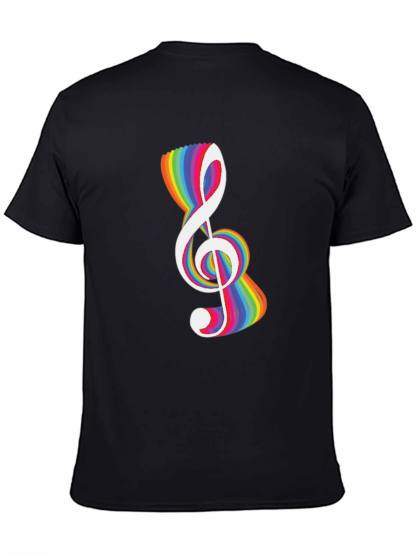Black Rainbow Treble Clef Graphic Tee - Black view 4