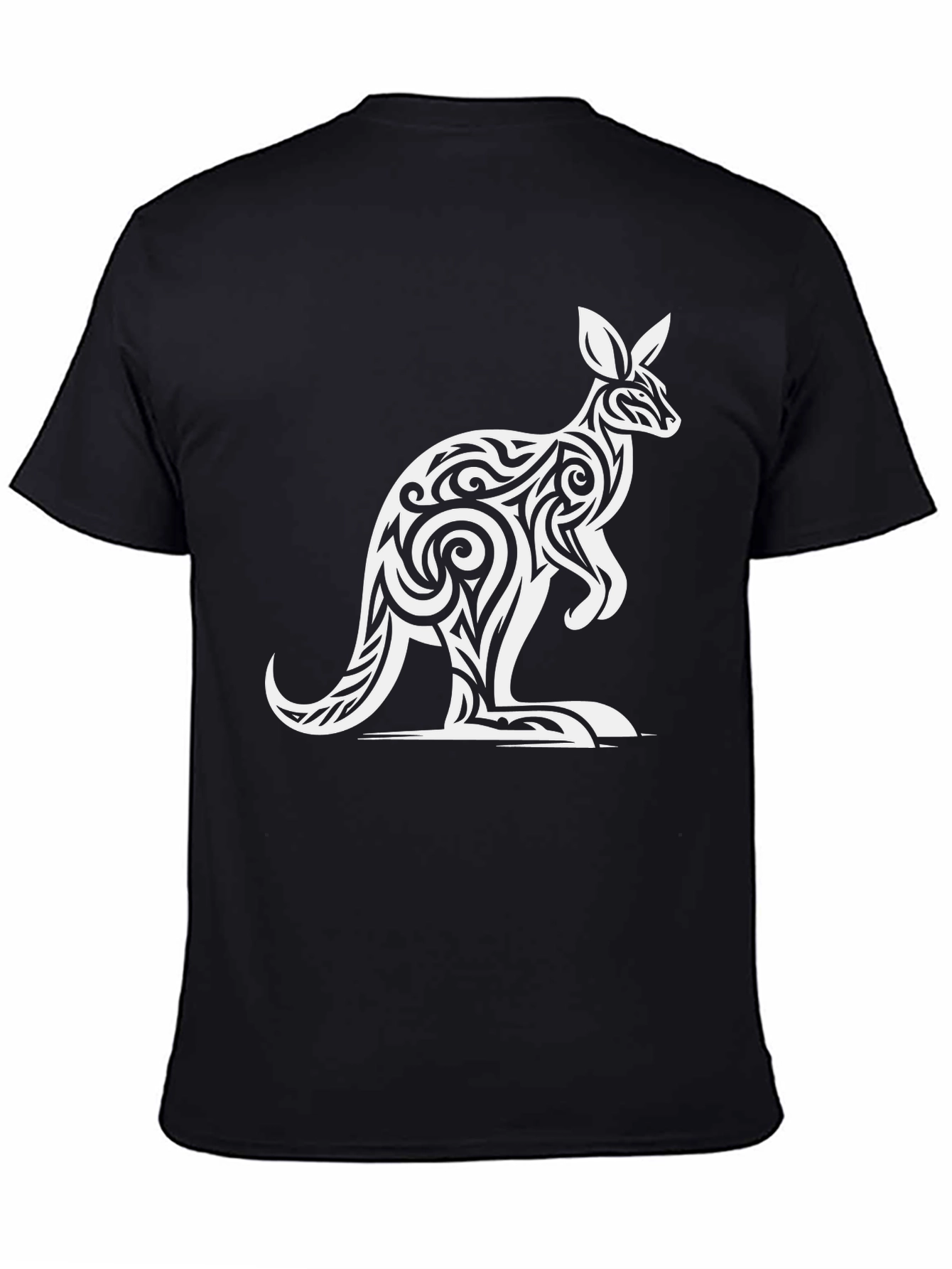 Black Tribal Kangaroo Graphic Tee - Black Cotton T-Shirt view 4