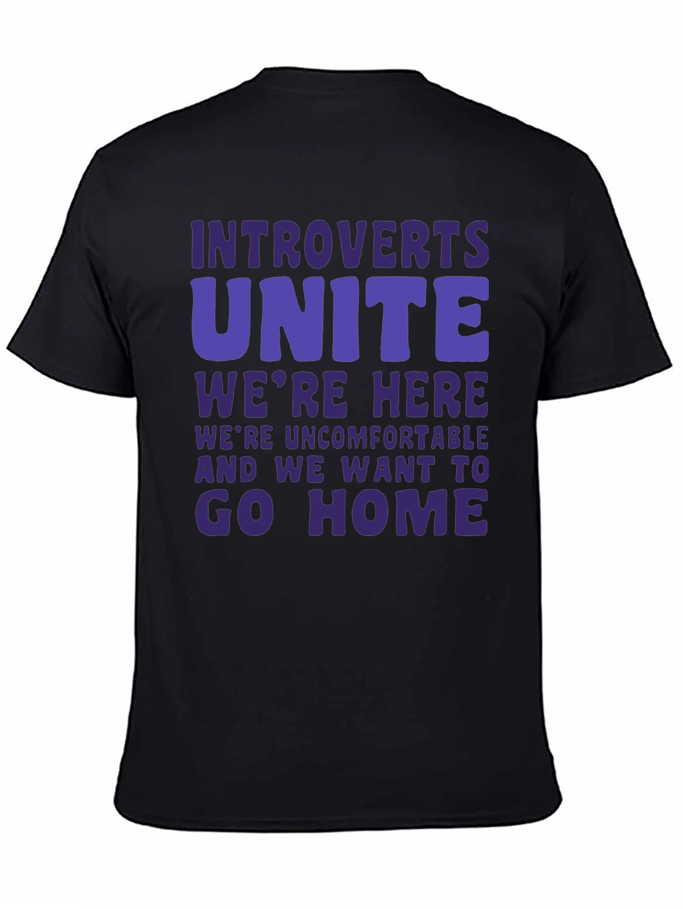 Black Introvert Unite Funny Graphic T-Shirt view 4