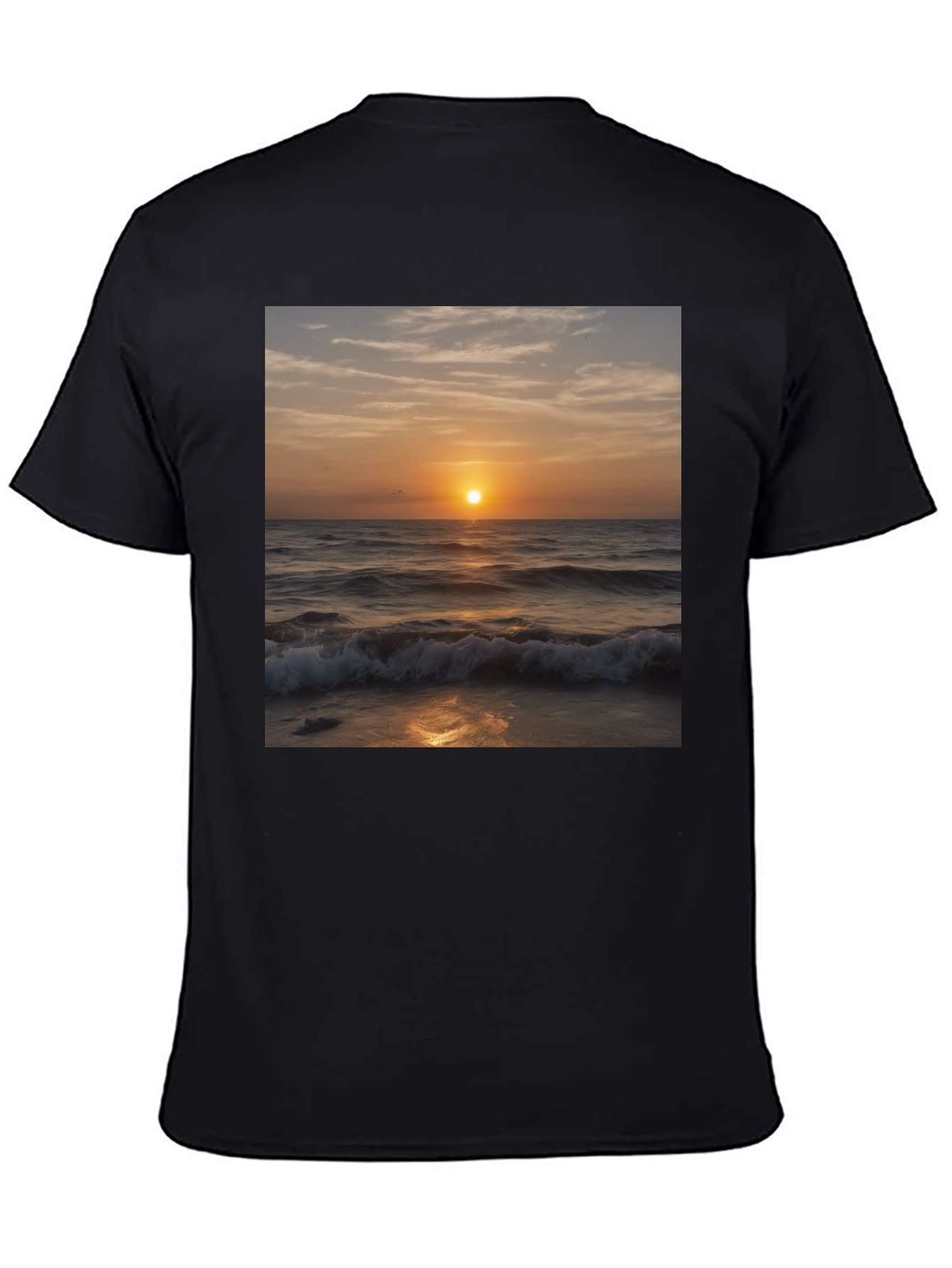 Black Sunset Waves Black T-Shirt view 4