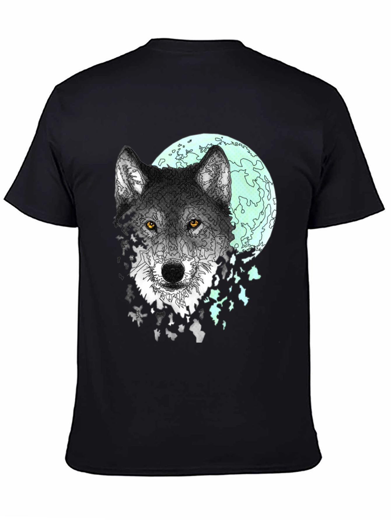 Black Wolf Moon Graphic Tee - Men's Black T-Shirt view 4