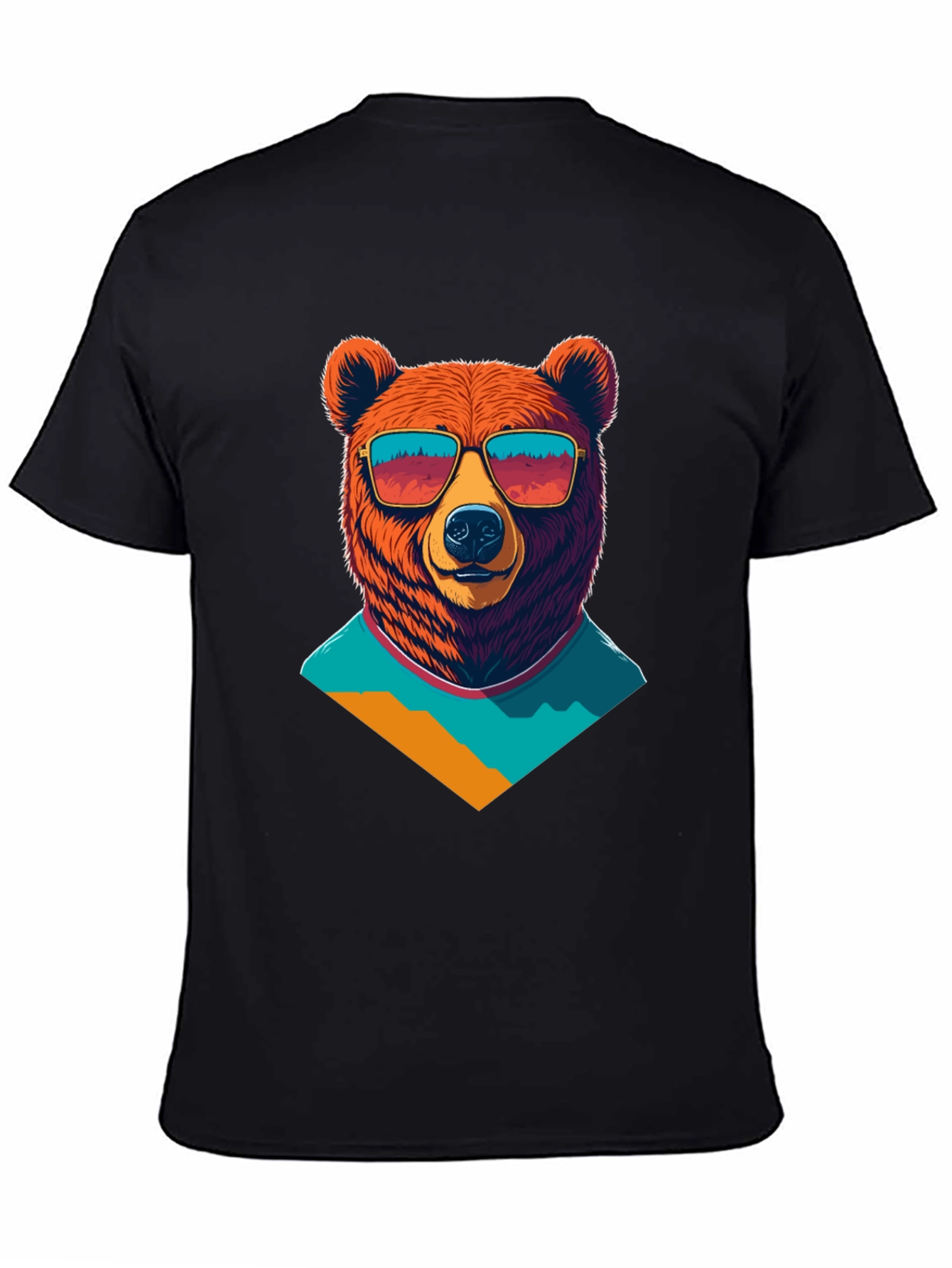 Black Cool Bear Graphic Tee - Black Cotton T-Shirt view 4