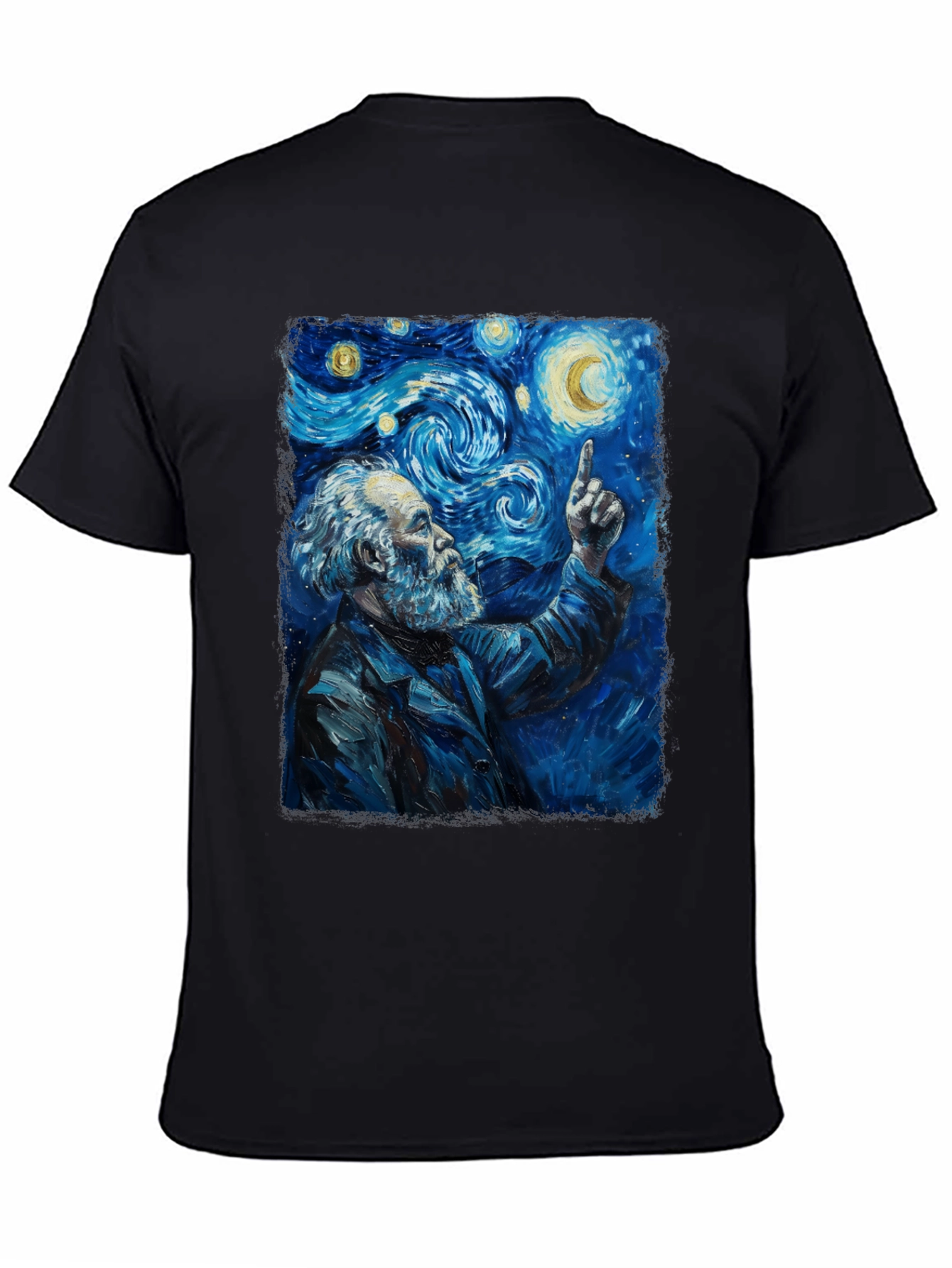 Black Starry Night Philosopher Graphic Tee view 4