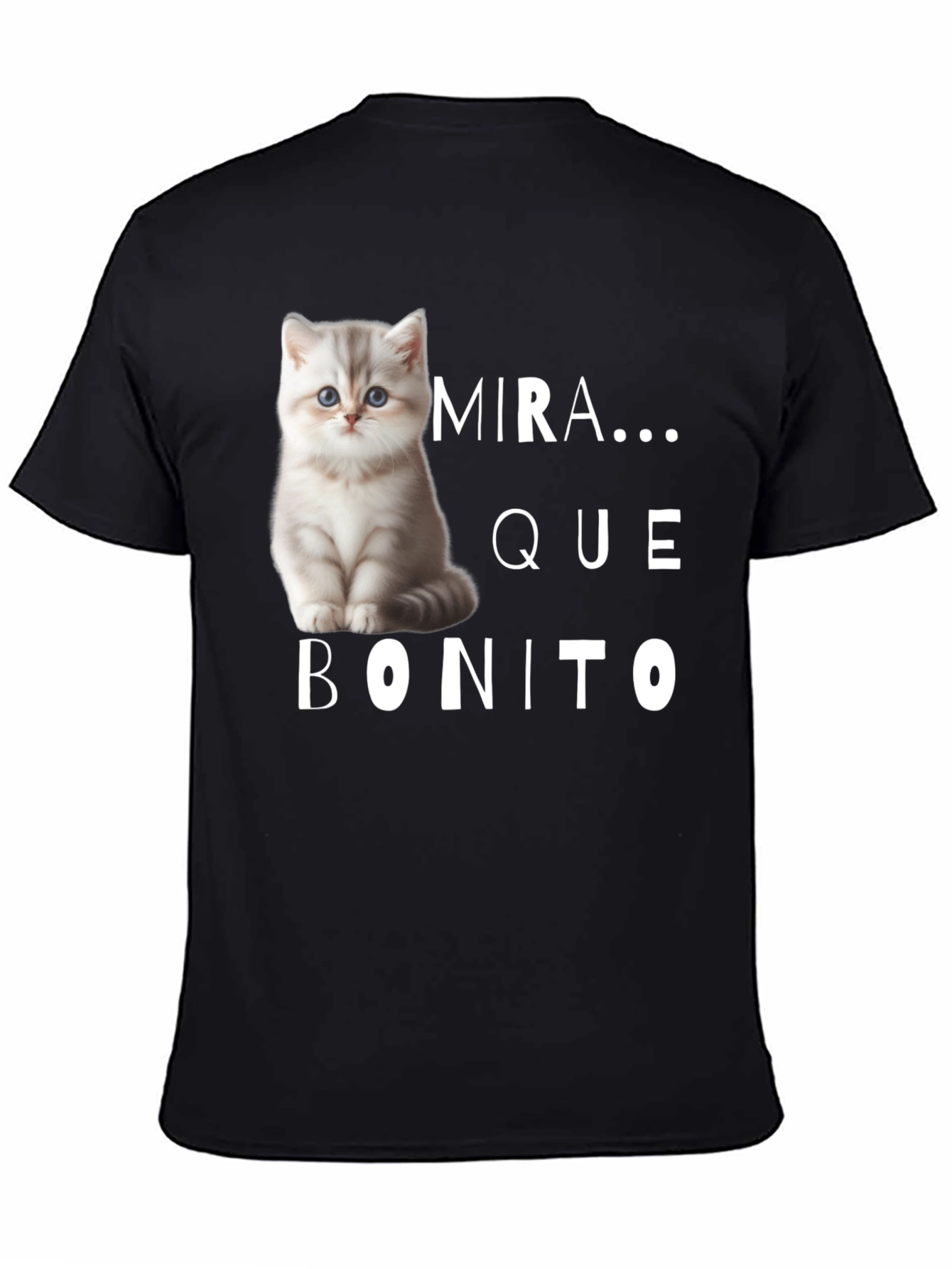 Black Cute Cat T-Shirt - Mira Que Bonito! view 4