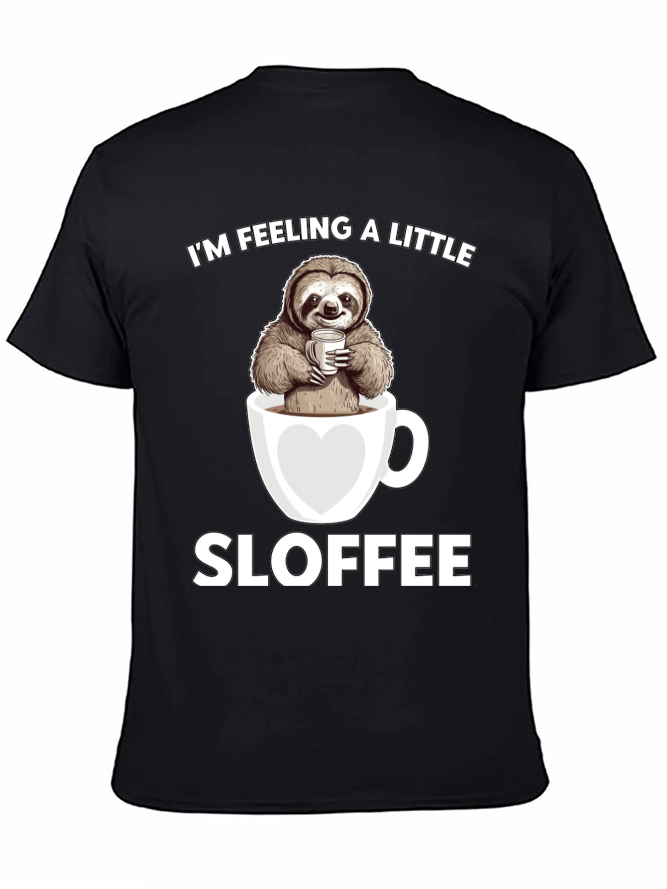 Black Sloth Coffee Graphic Tee - "Sloffee" Funny T-Shirt view 4