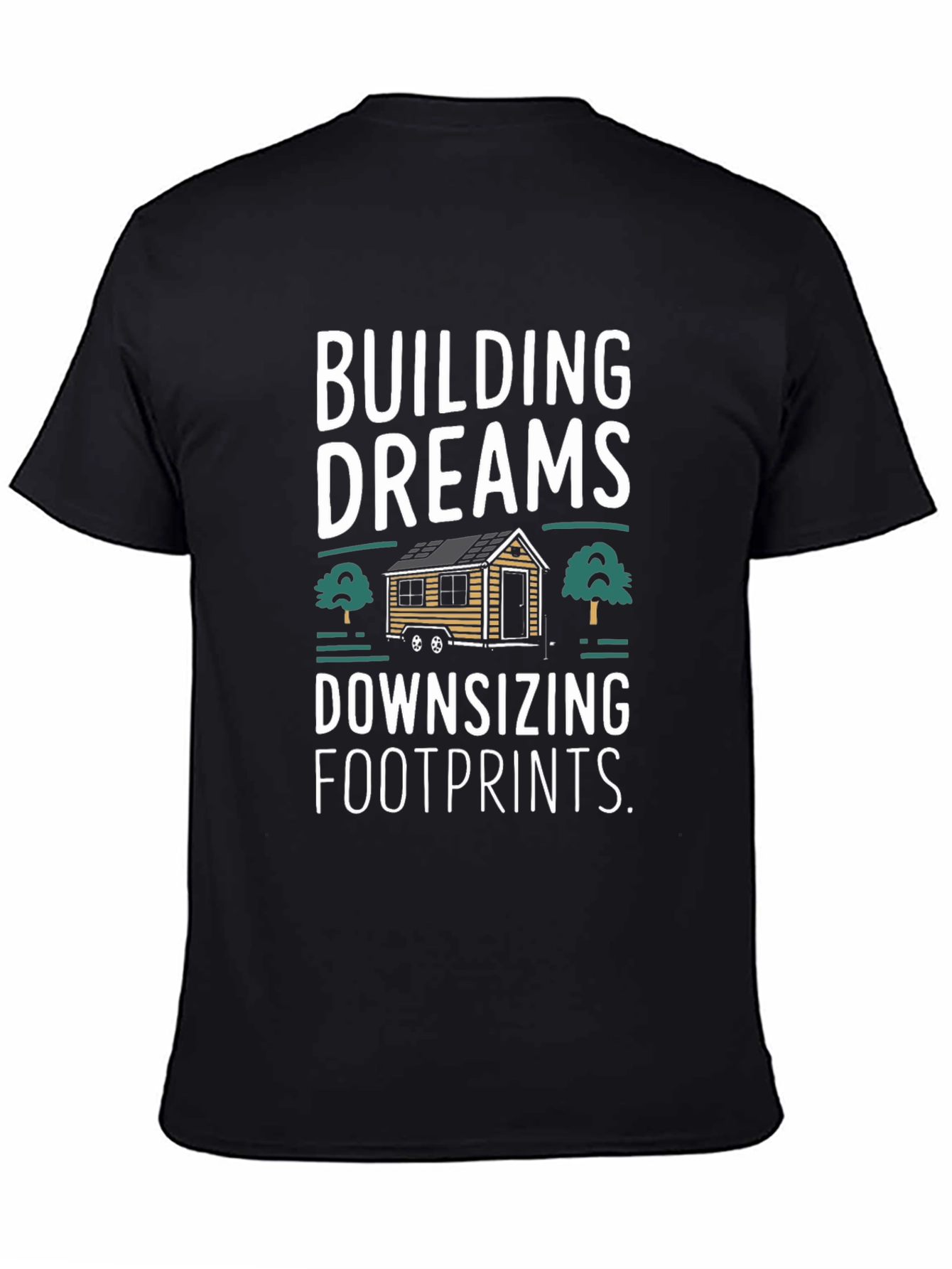 Black Building Dreams Downsizing Footprints Graphic T-Shirt view 4