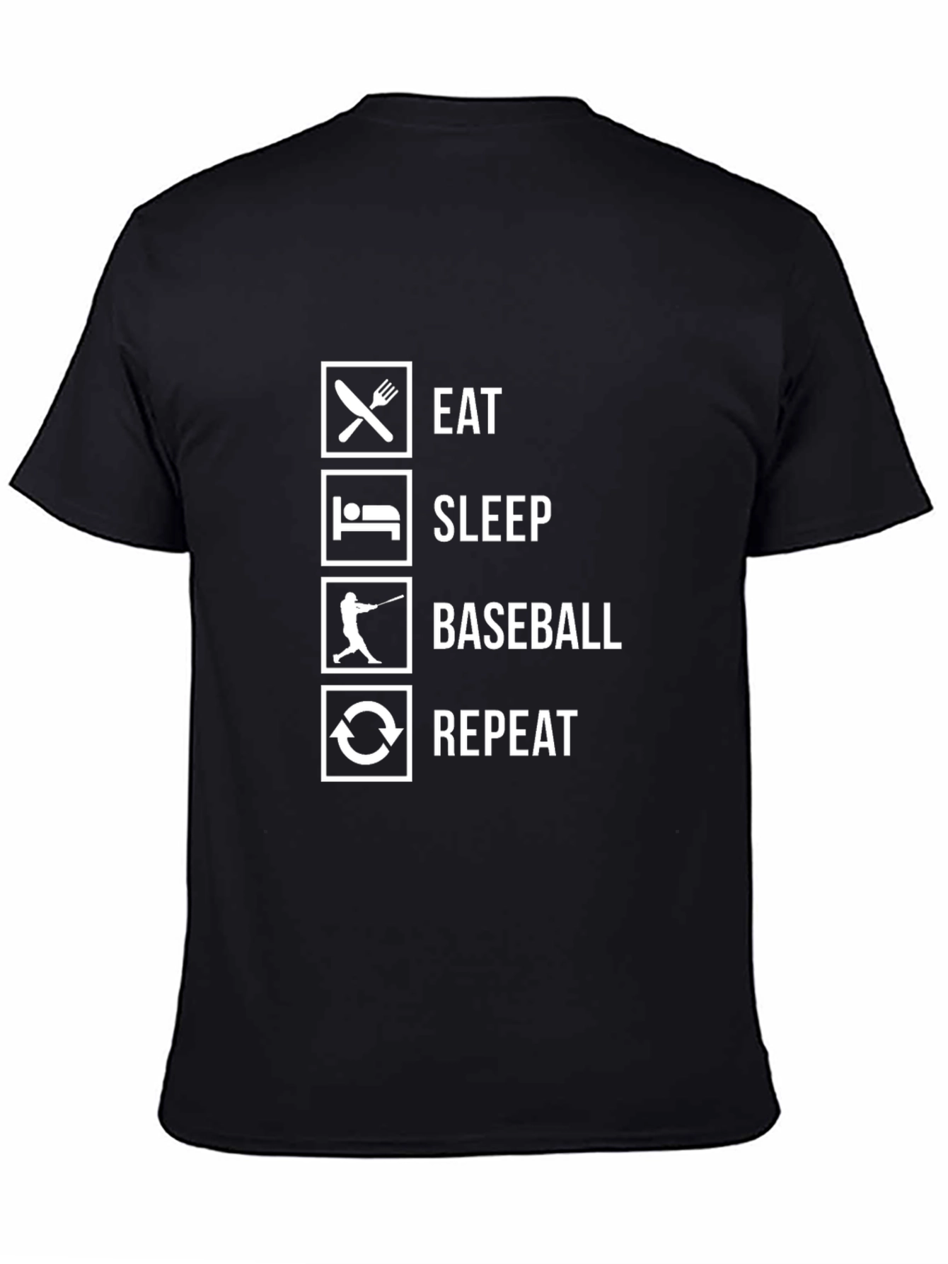 Black Eat Sleep Baseball Repeat Graphic Tee view 4