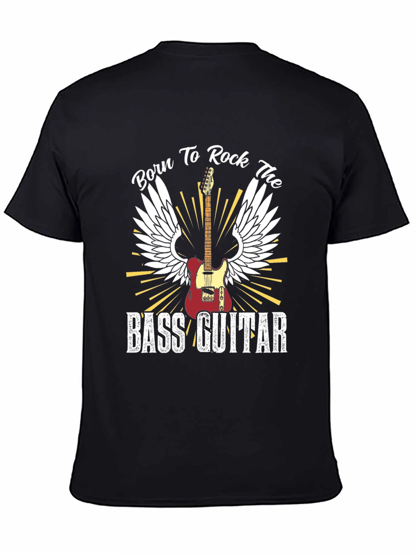 Black Born to Rock the Bass Guitar T-Shirt view 4