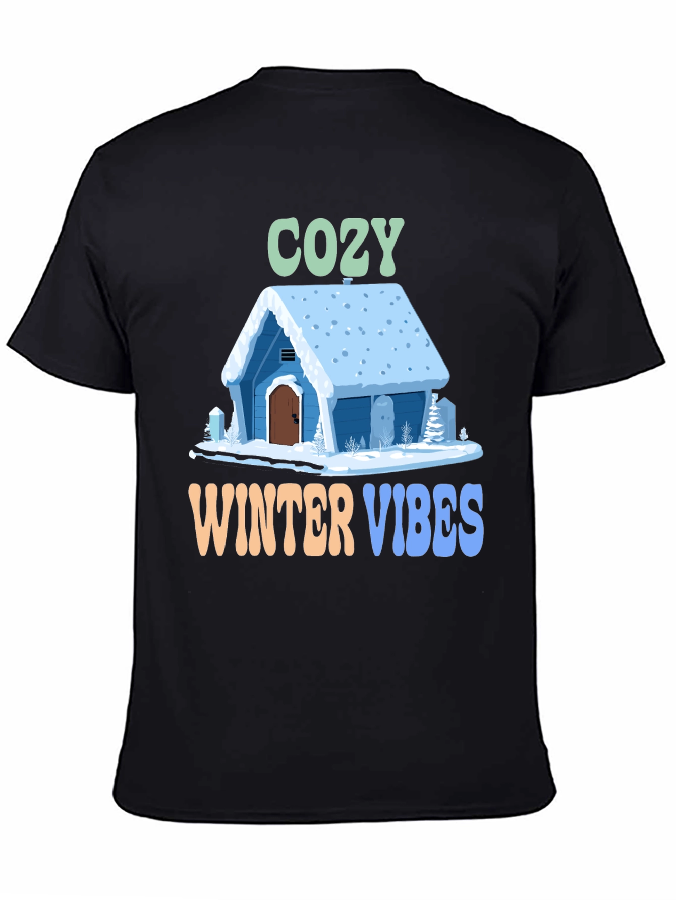 Black Cozy Winter Vibes Graphic Tee view 4