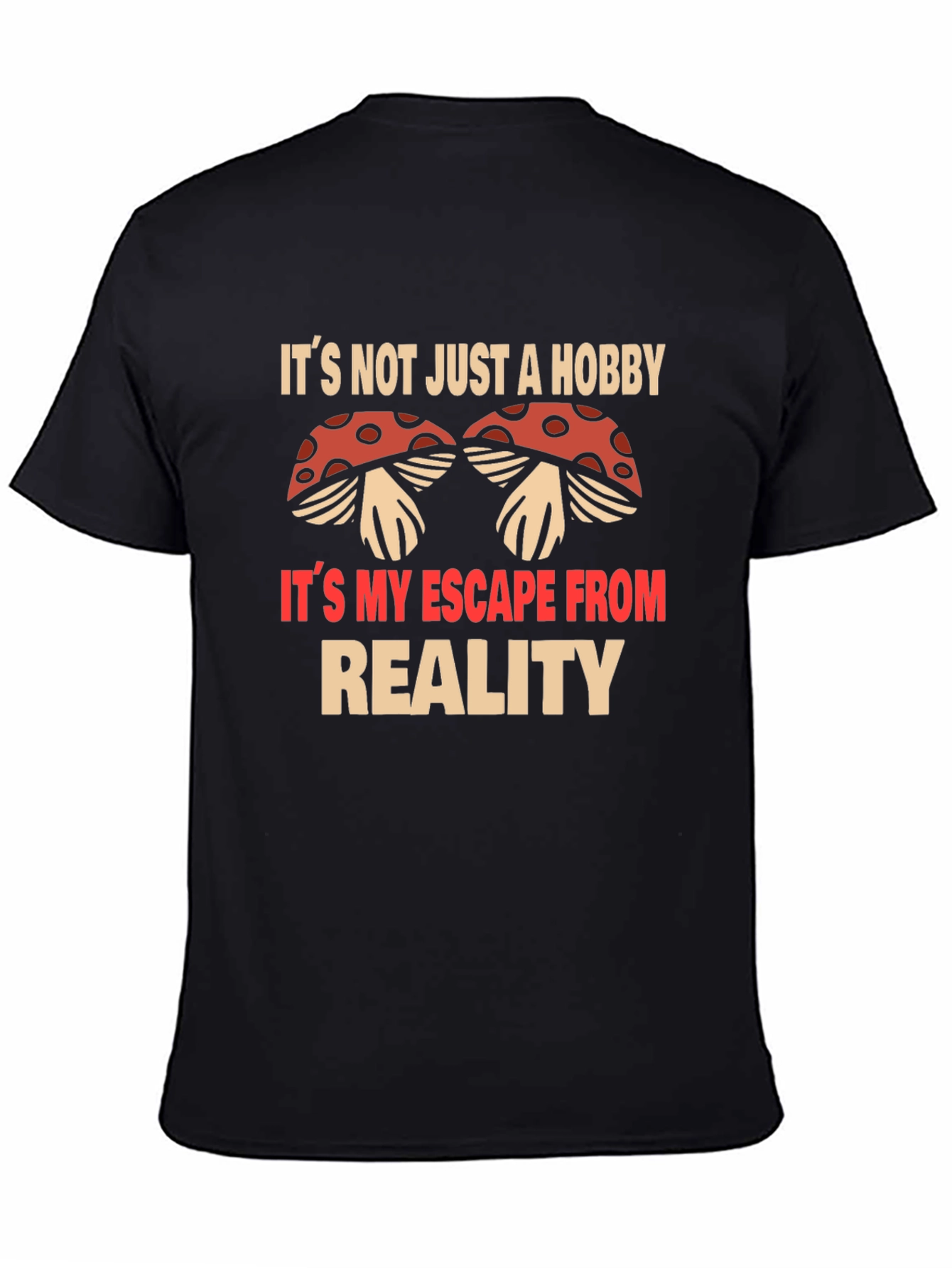 Black Mushroom Lover's Tee - Escape from Reality T-Shirt view 4