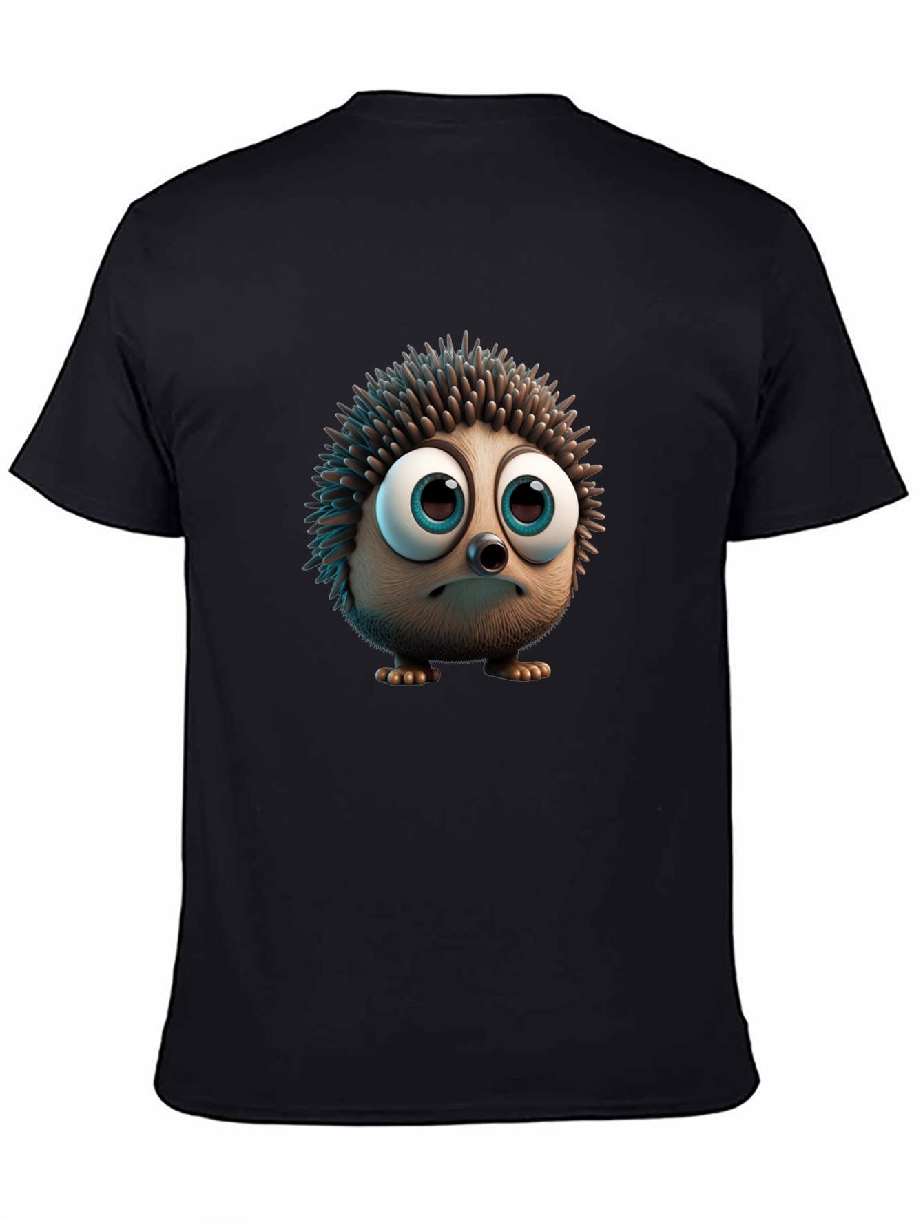 Black Cute Hedgehog Graphic Tee - Soft Black Cotton view 4