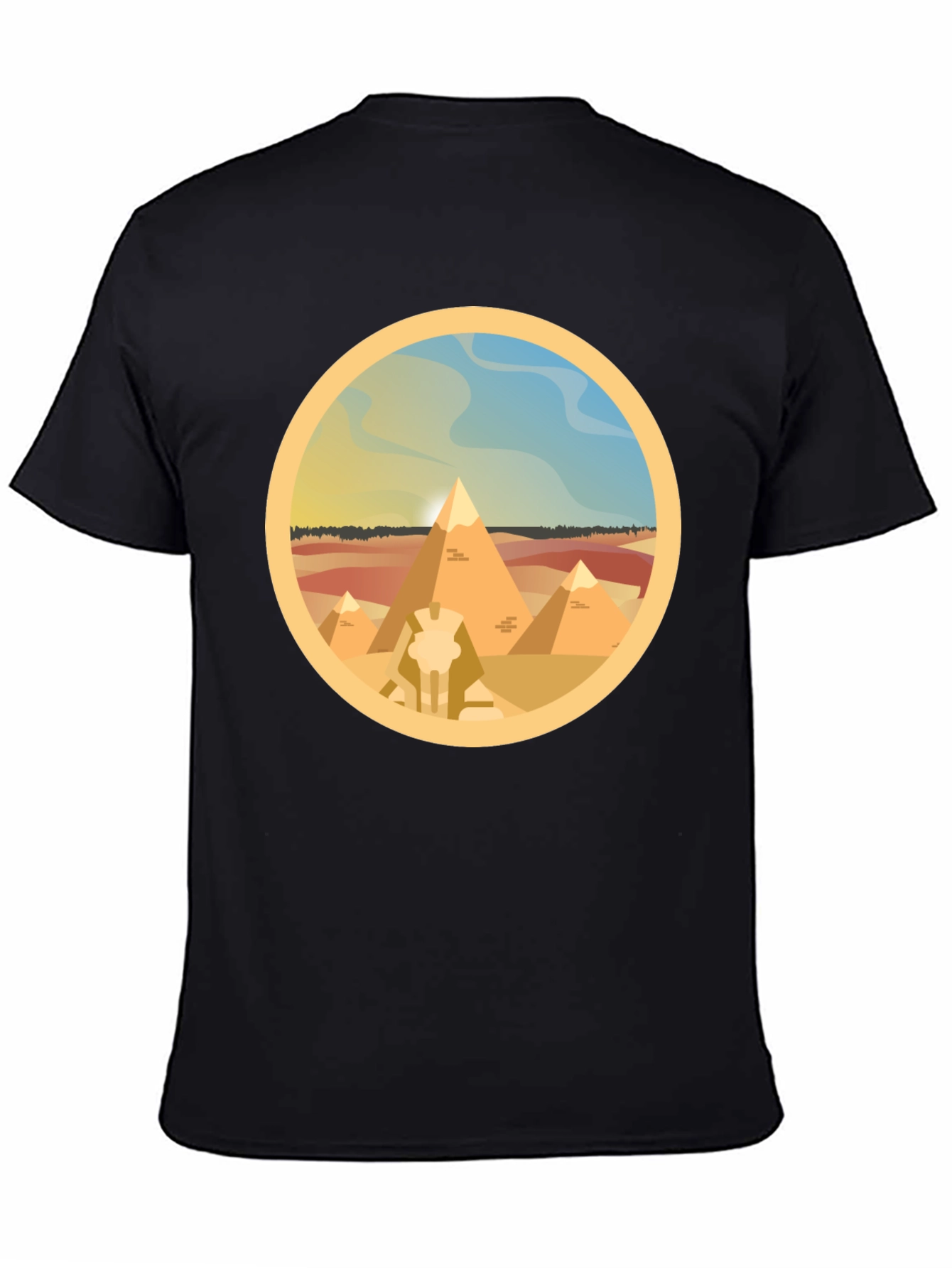 Black Egyptian Pyramids Graphic T-Shirt - Black Cotton Tee view 4