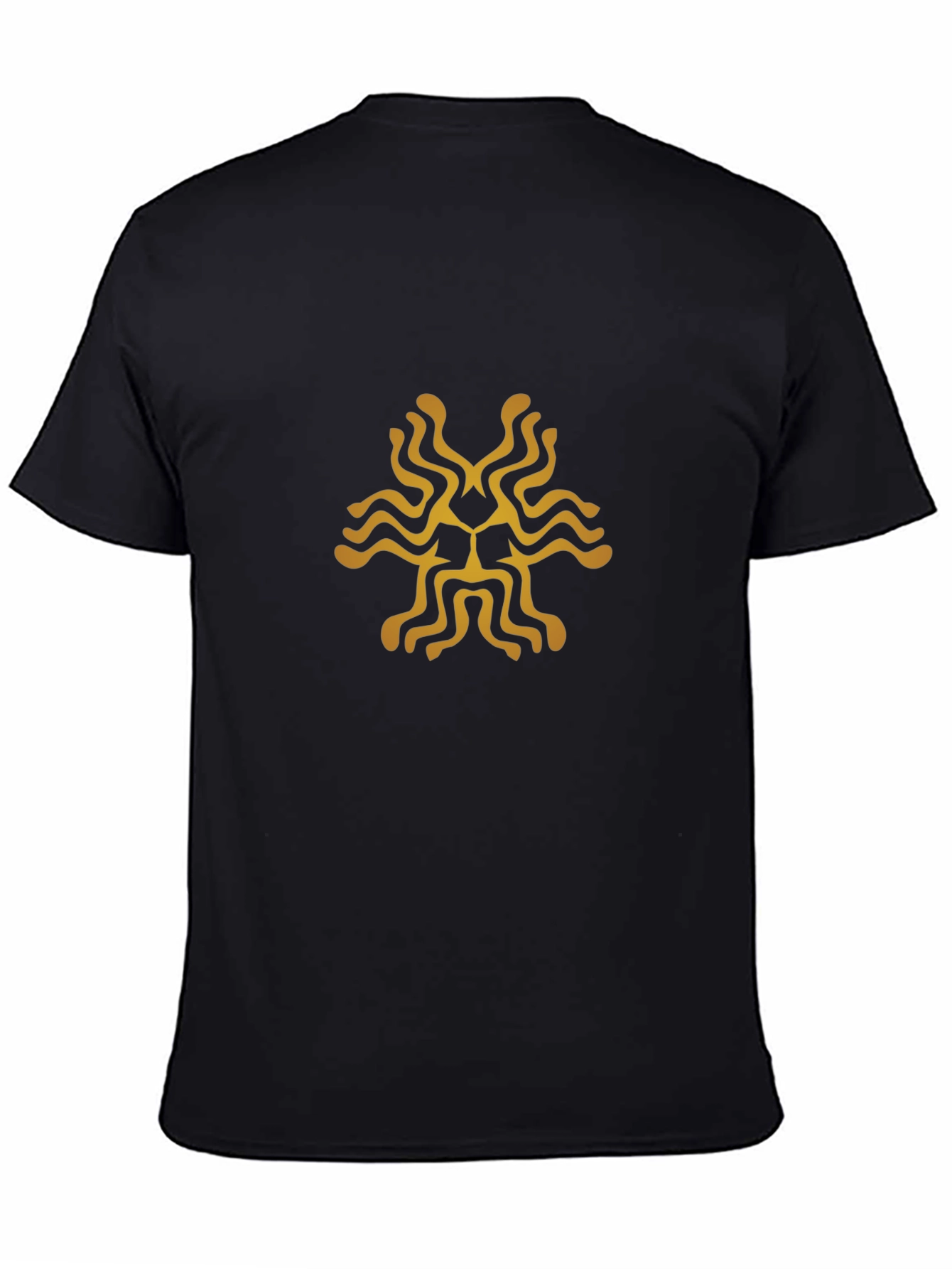 Black Men's Black T-Shirt with Gold Abstract Design view 4