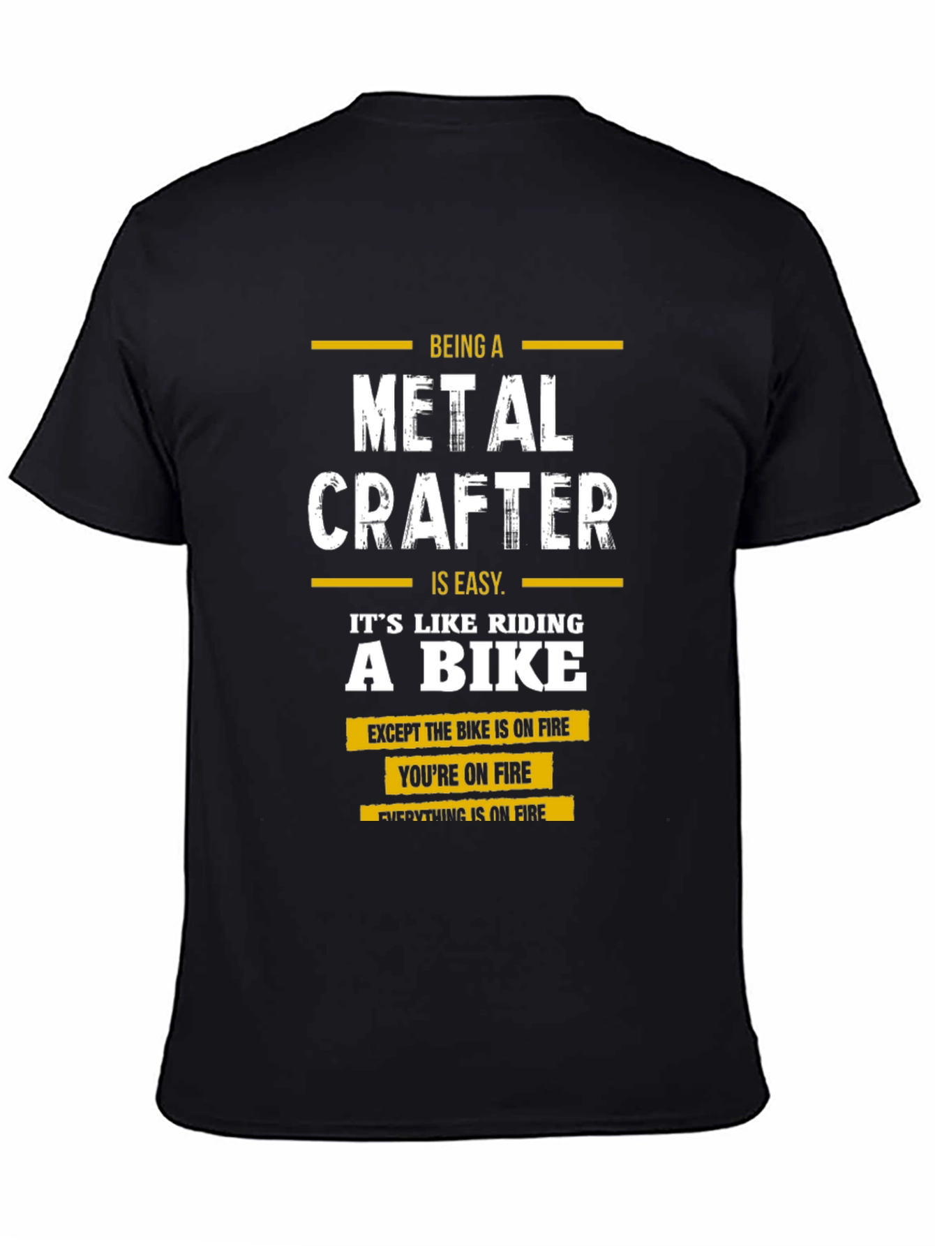 Black Metal Crafter T-Shirt: Riding a Bike on Fire! view 4