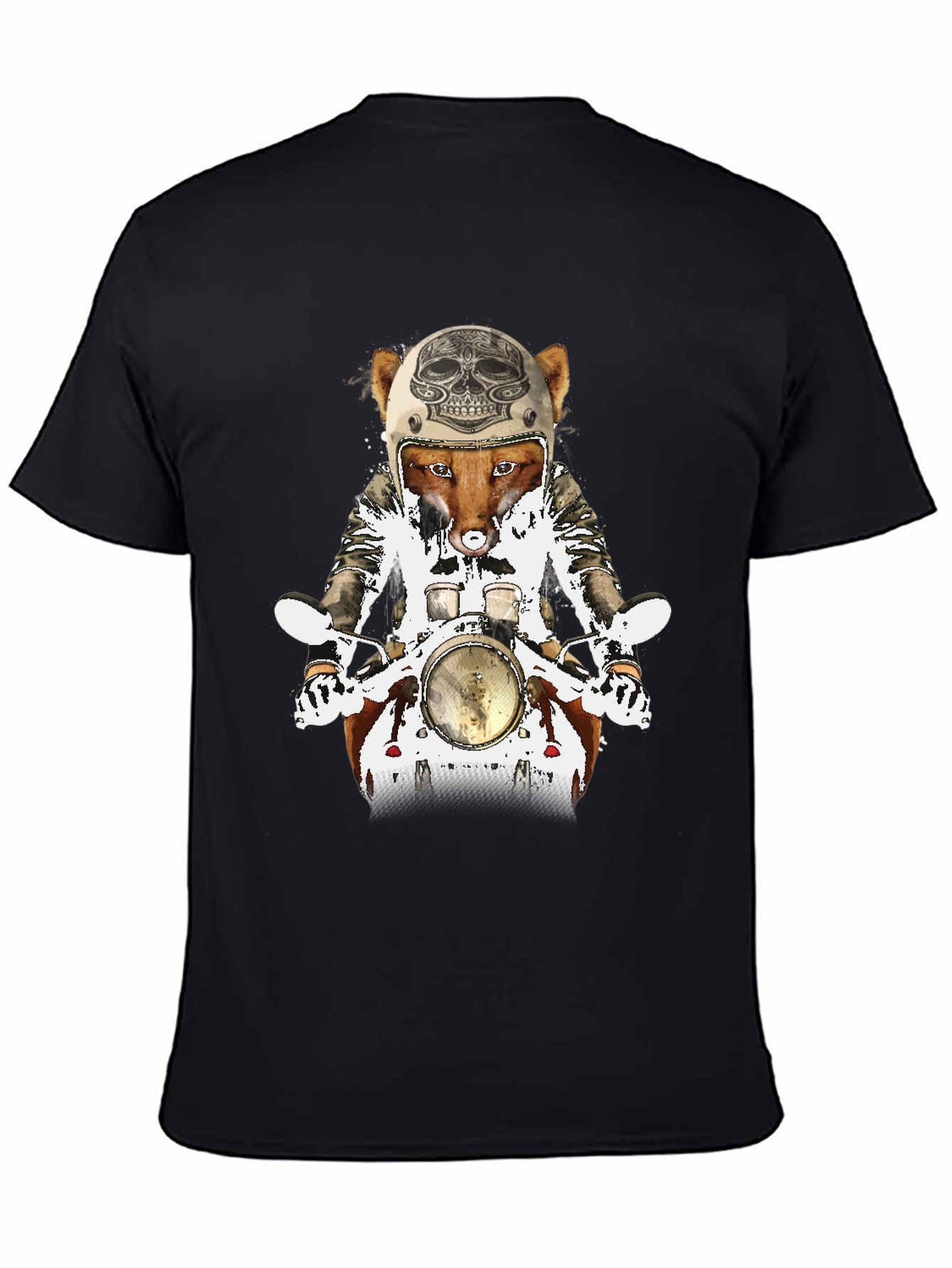Black Fox on Motorcycle Graphic Tee view 4