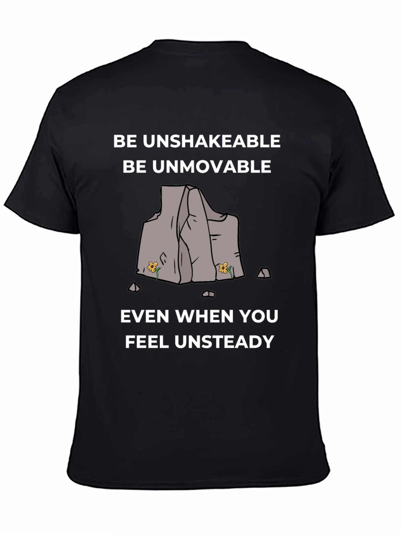 Black Unshakeable Tee: Motivational Graphic Print Shirt view 4