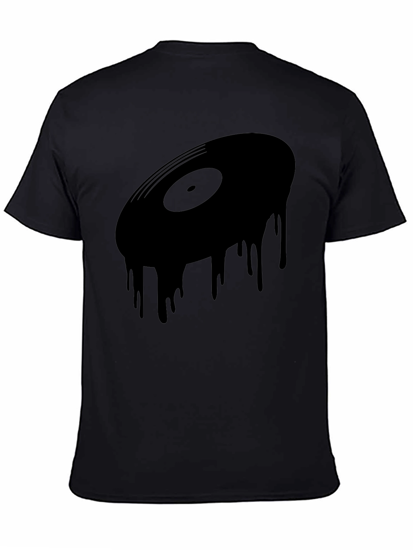 Black Dripping Vinyl Record Graphic Tee - Black view 4