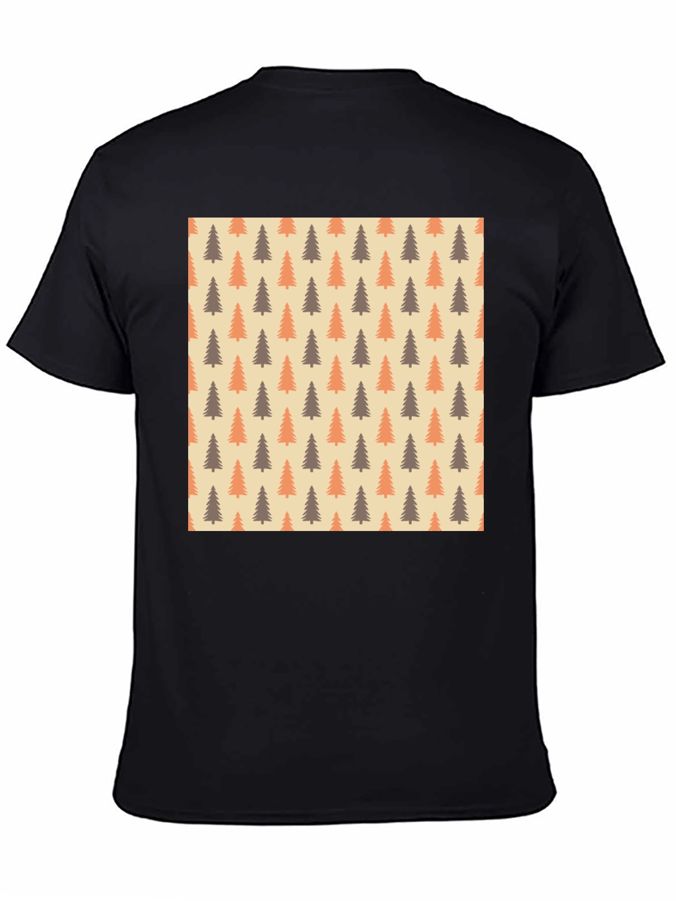 Black Retro Pine Tree Pattern Tee view 4