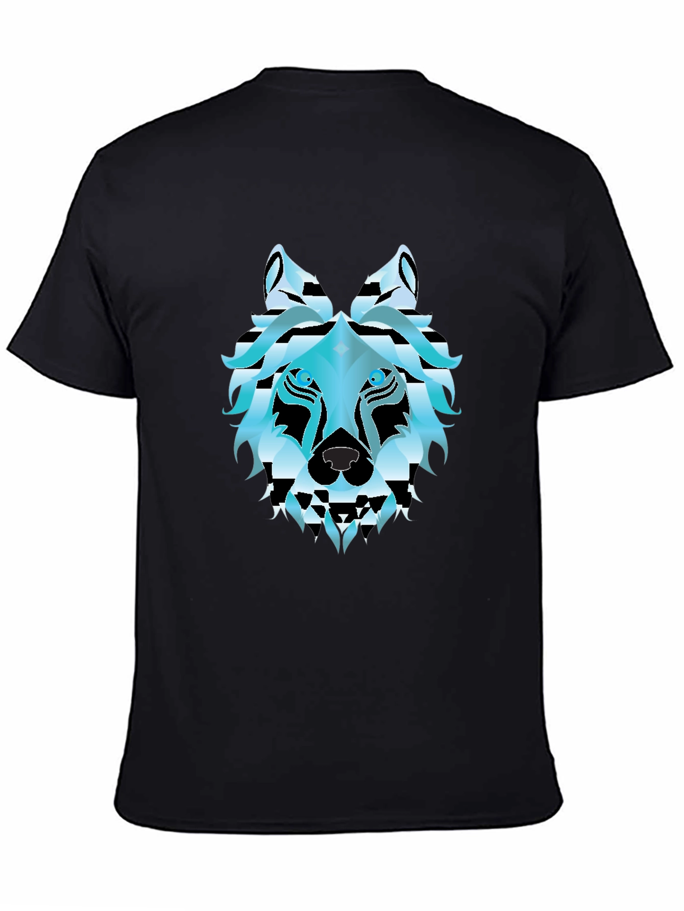 Black Cool Wolf Graphic T-Shirt - Black view 4