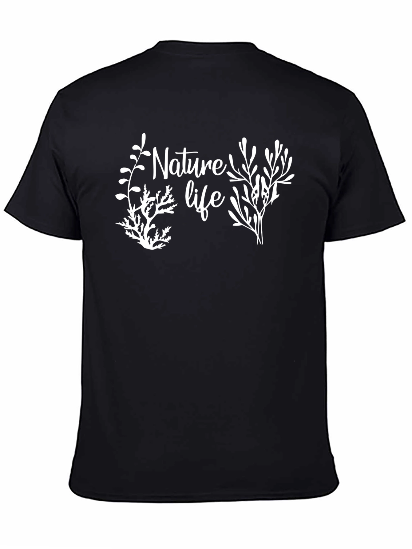 Black Nature Life Graphic Tee - Black Cotton Blend Shirt view 4