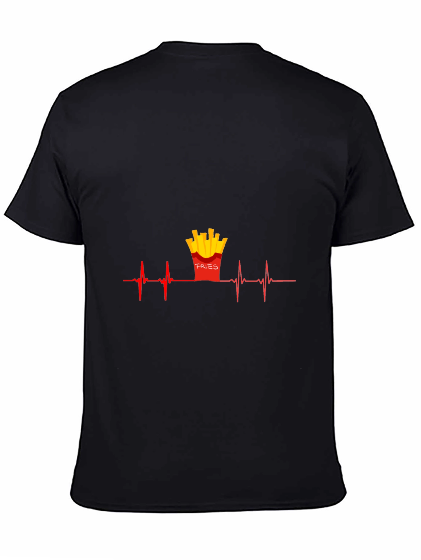 Black Fries Heartbeat Graphic Tee - Unisex Casual Shirt view 4