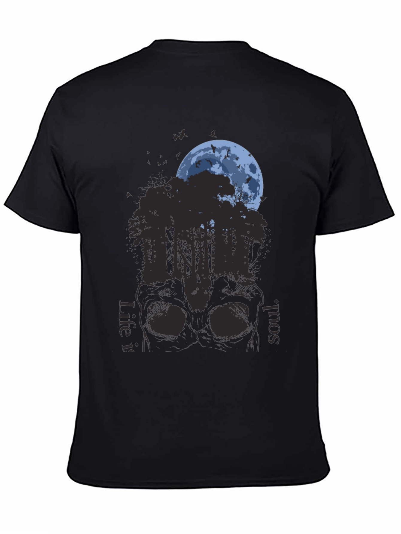 Black Skull Forest Moon Graphic T-Shirt view 4