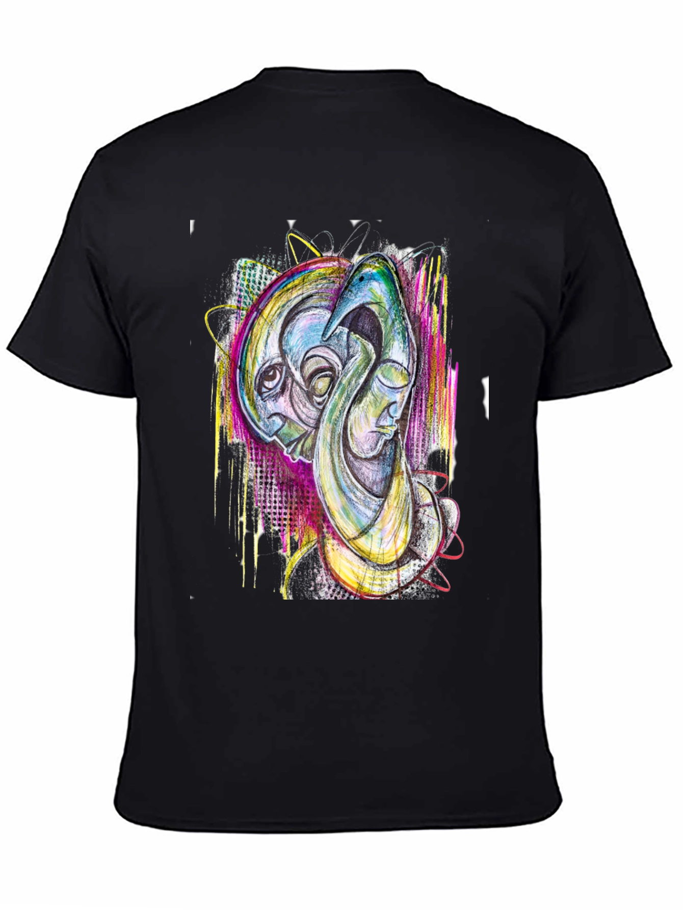 Black Abstract Art Print Black T-Shirt view 4