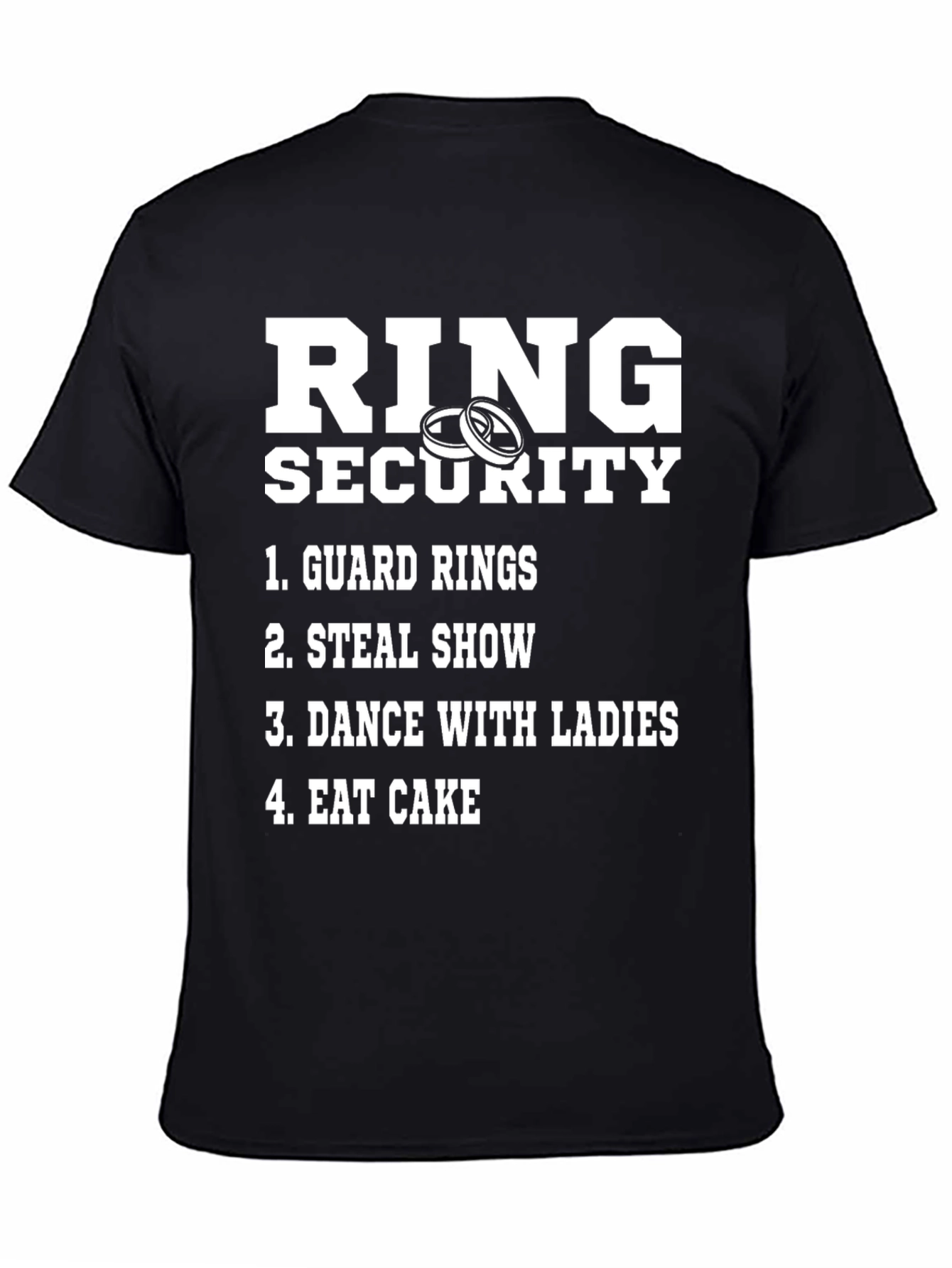 Black Ring Security Graphic T-Shirt - Wedding Humor Tee view 4