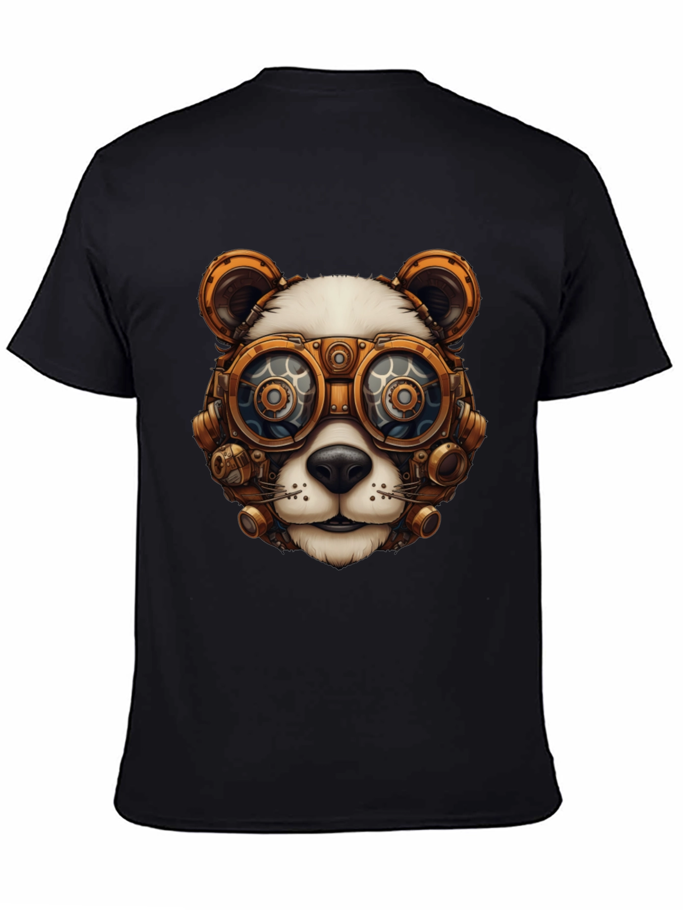 Black Steampunk Panda Graphic T-Shirt view 4