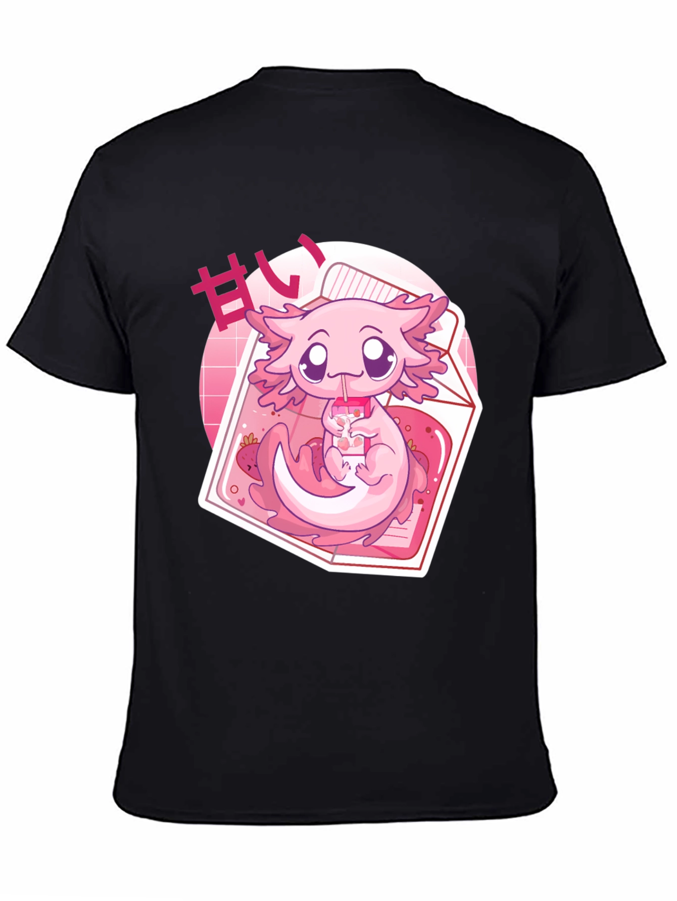 Black Cute Axolotl Kawaii T-Shirt view 4