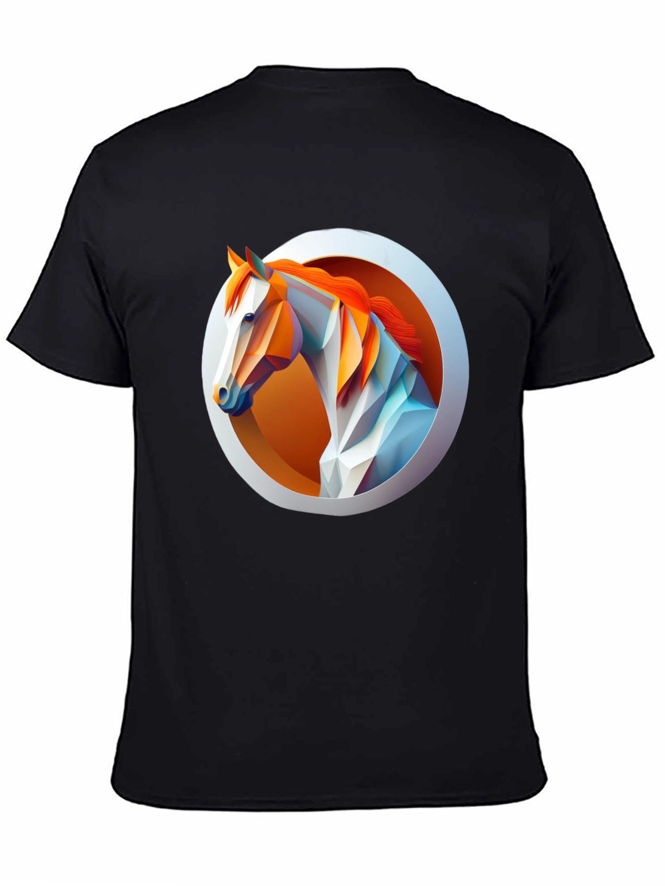 Black Geometric Horse Graphic Tee - Men's Black T-Shirt view 4