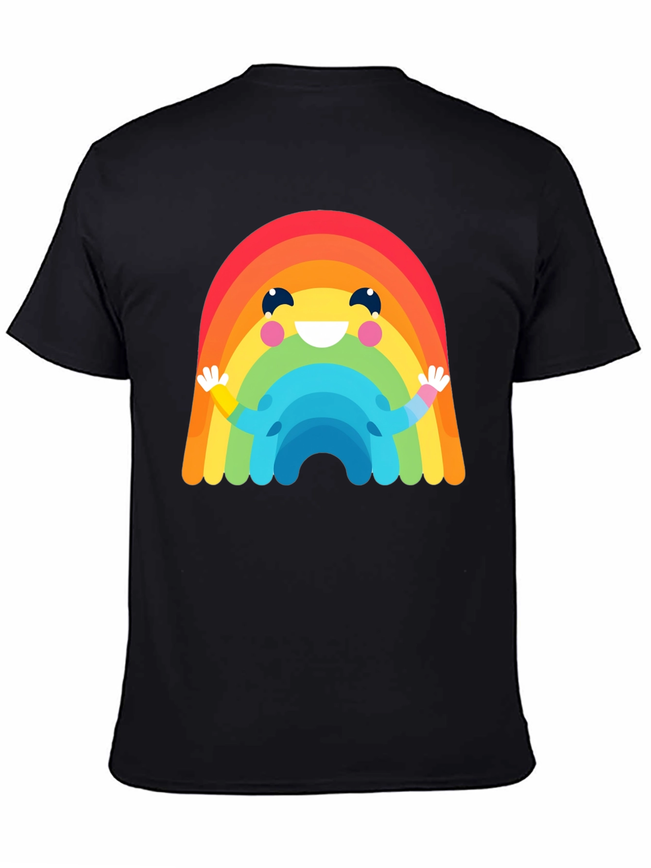 Black Rainbow Character Graphic Black T-Shirt view 4
