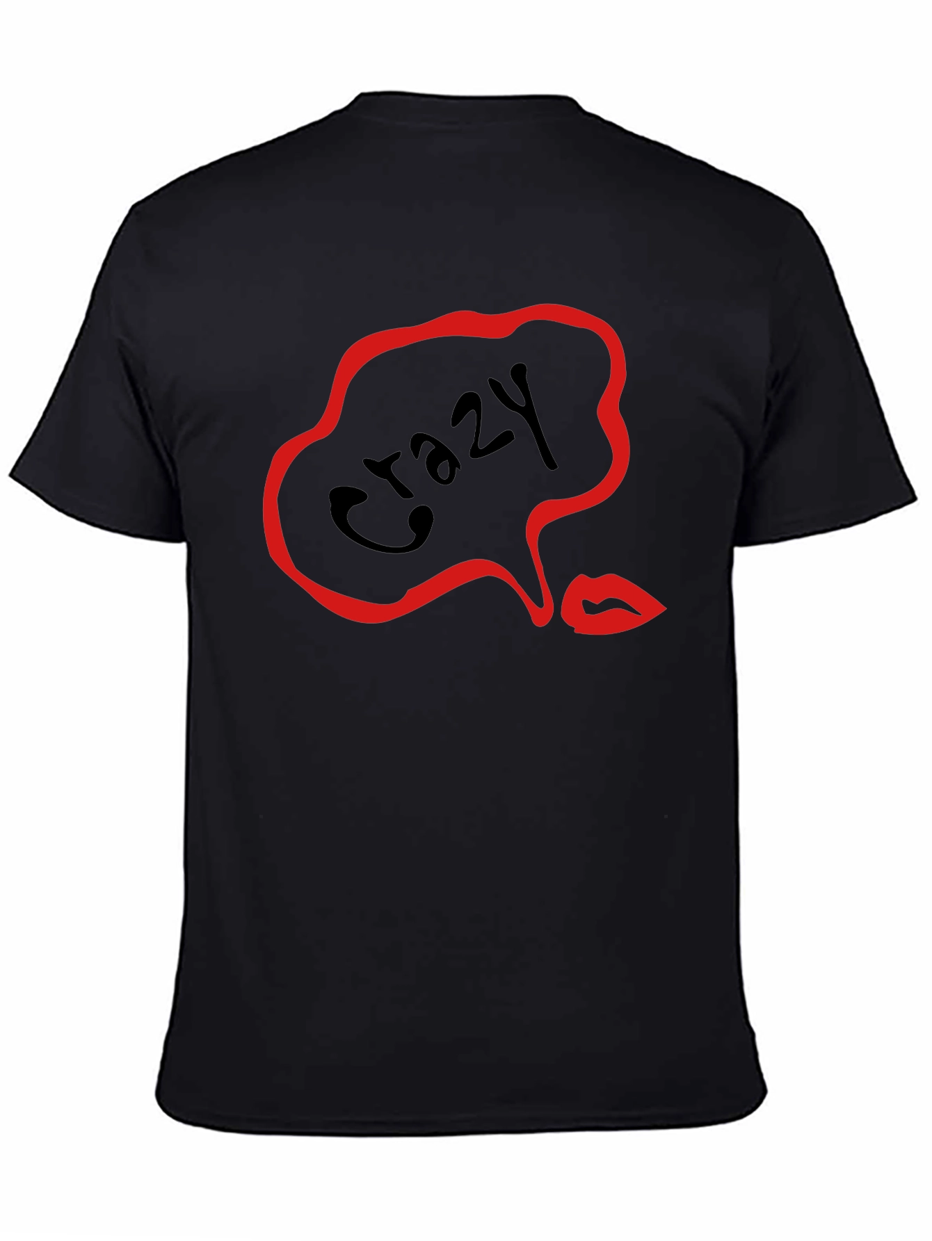Black Crazy Lips Graphic Black T-Shirt view 4