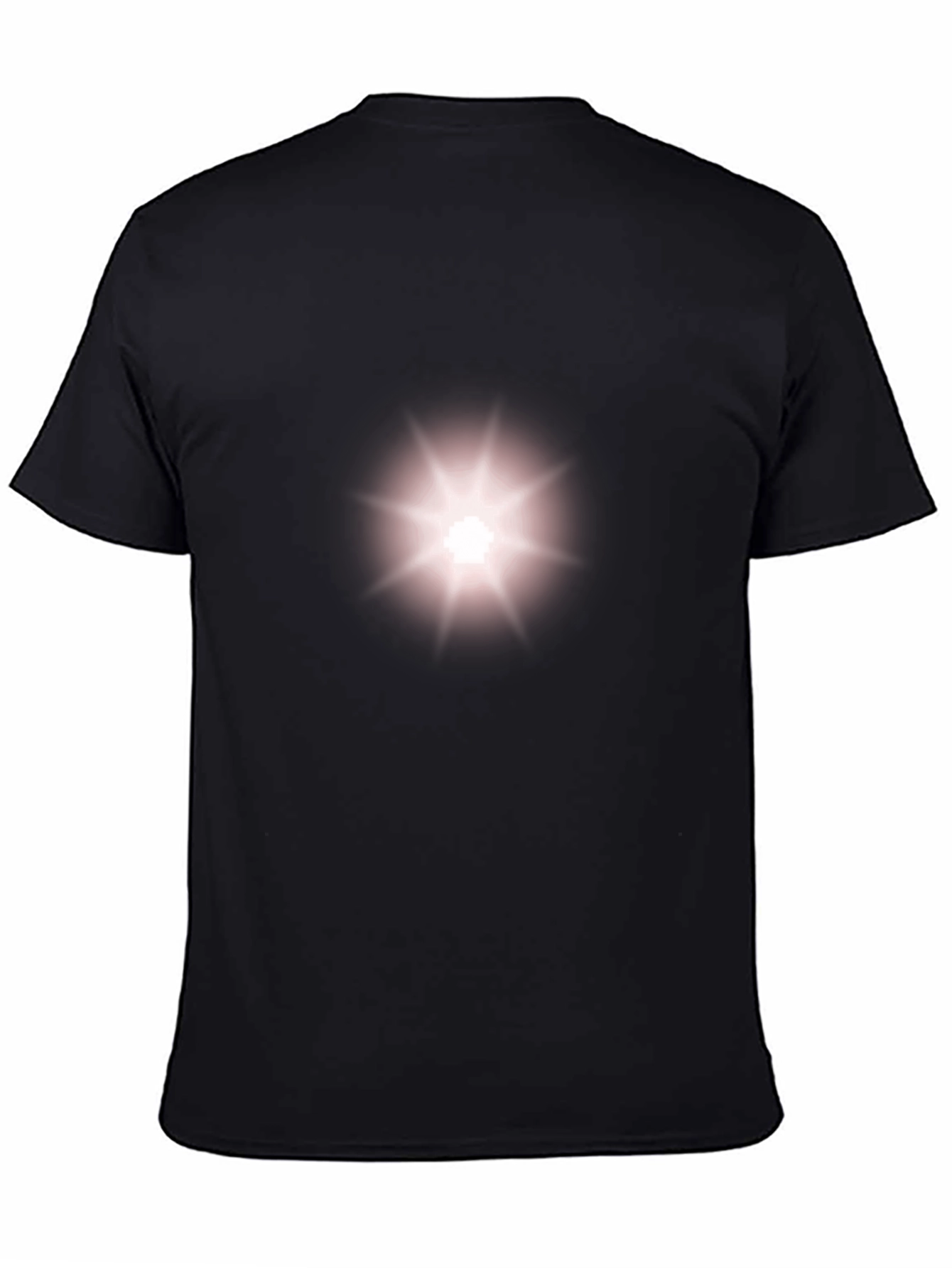 Black Mens Black T-Shirt with Radiant Star Design view 4