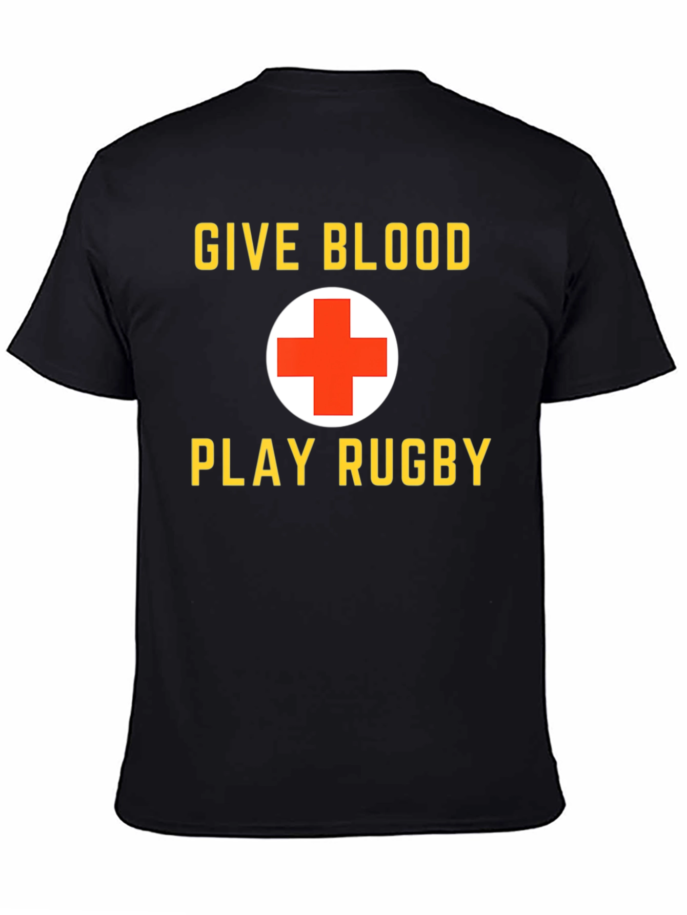 Black Give Blood Play Rugby Black Graphic T-Shirt view 4
