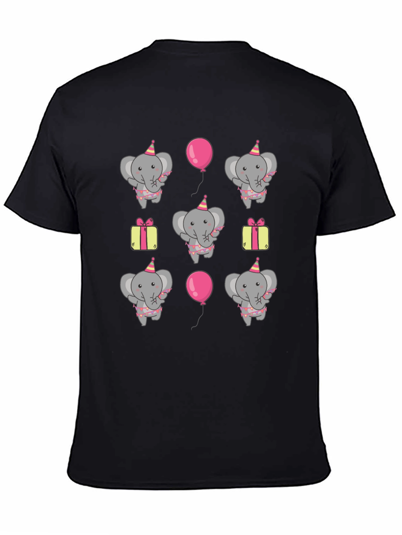 Black Elephant Birthday Party T-Shirt - Fun Graphic Tee view 4