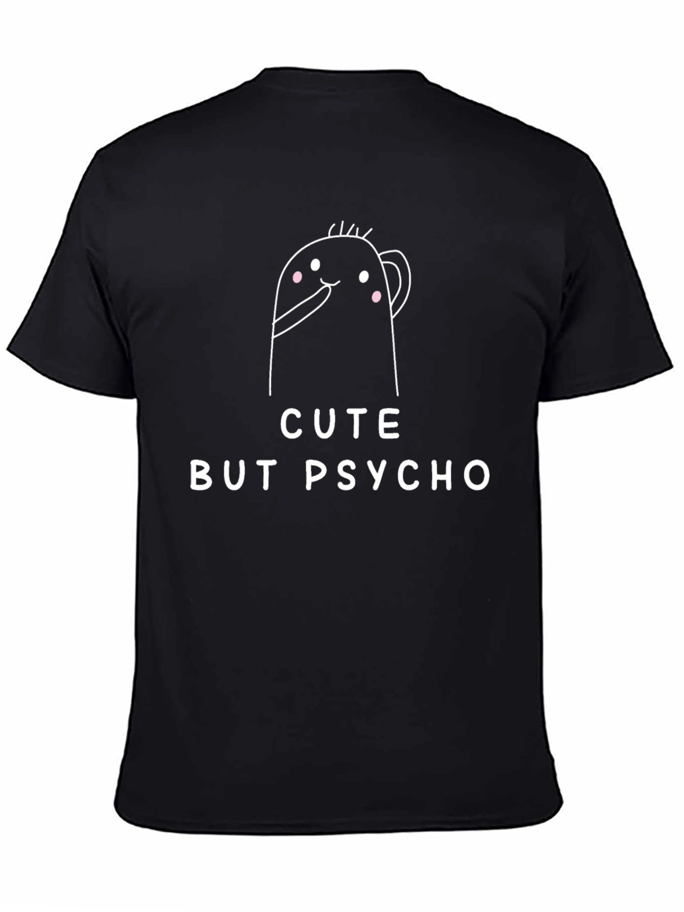 Black Cute But Psycho Graphic Tee - Black Cotton Blend view 4
