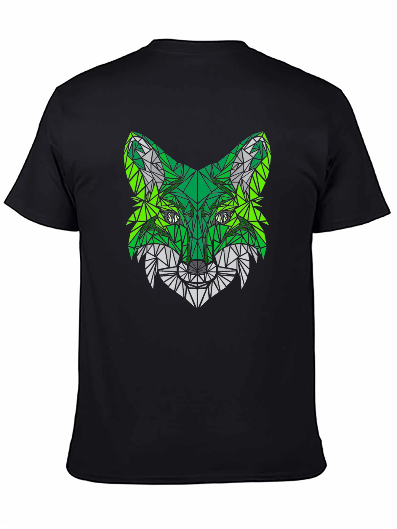 Black Geometric Fox Head Black T-Shirt view 4