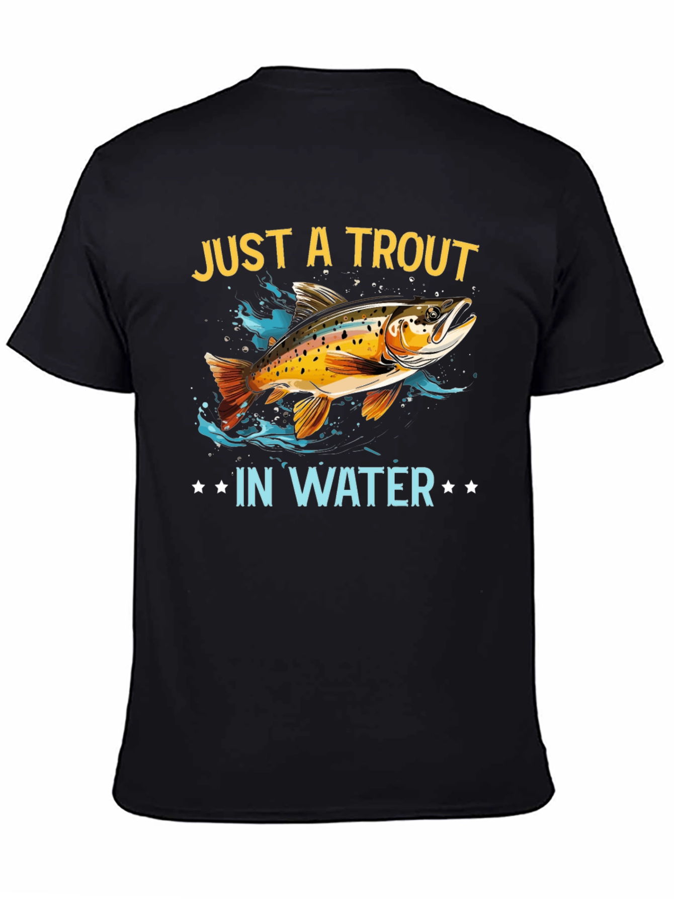 Black Just a Trout in Water Graphic T-Shirt view 4