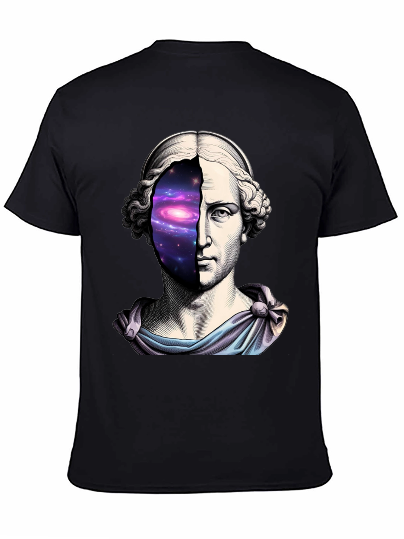 Black Galaxy Bust T-Shirt - Cosmic Artistic Tee view 4