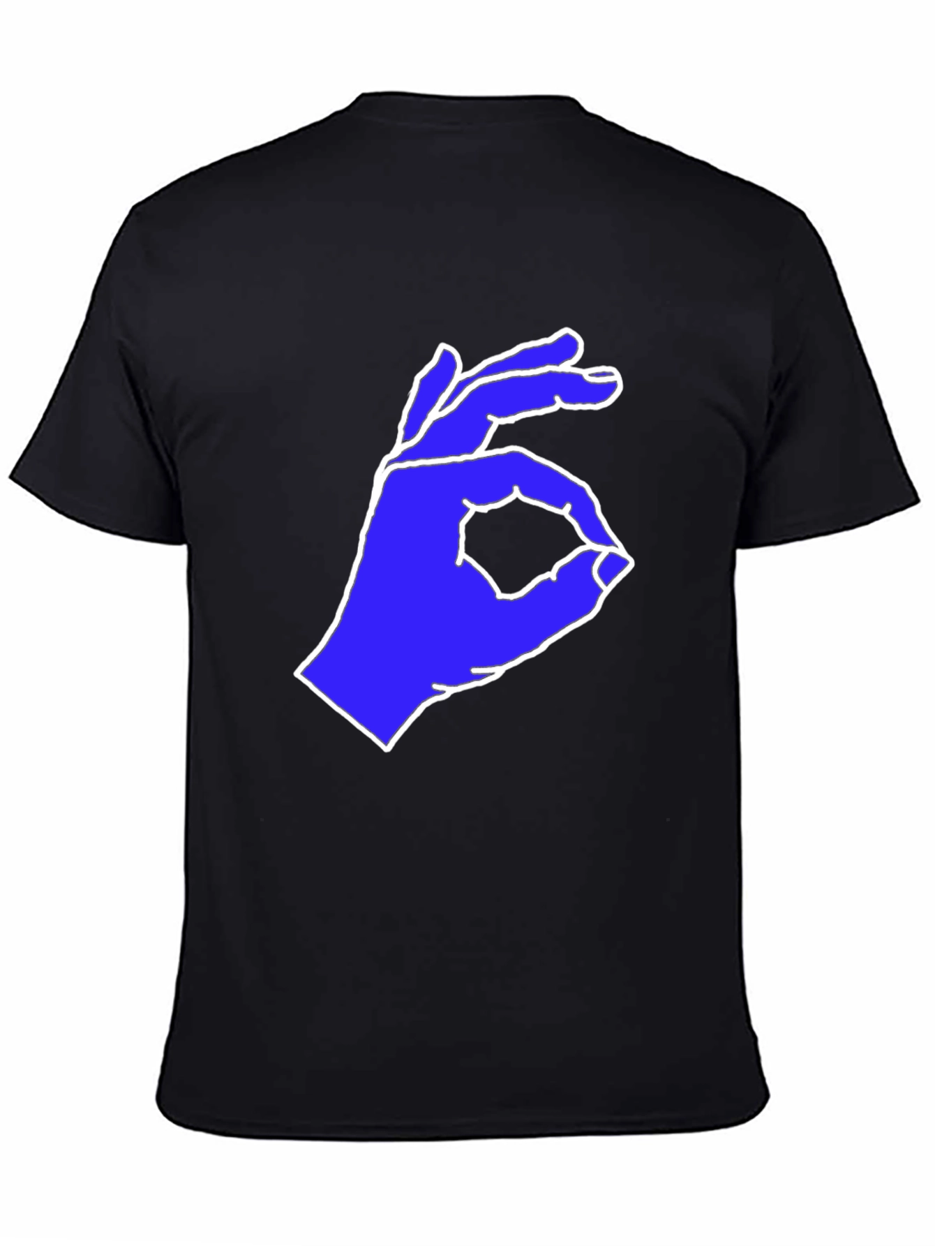 Black Black T-Shirt with Blue Hand Gesture Graphic view 4