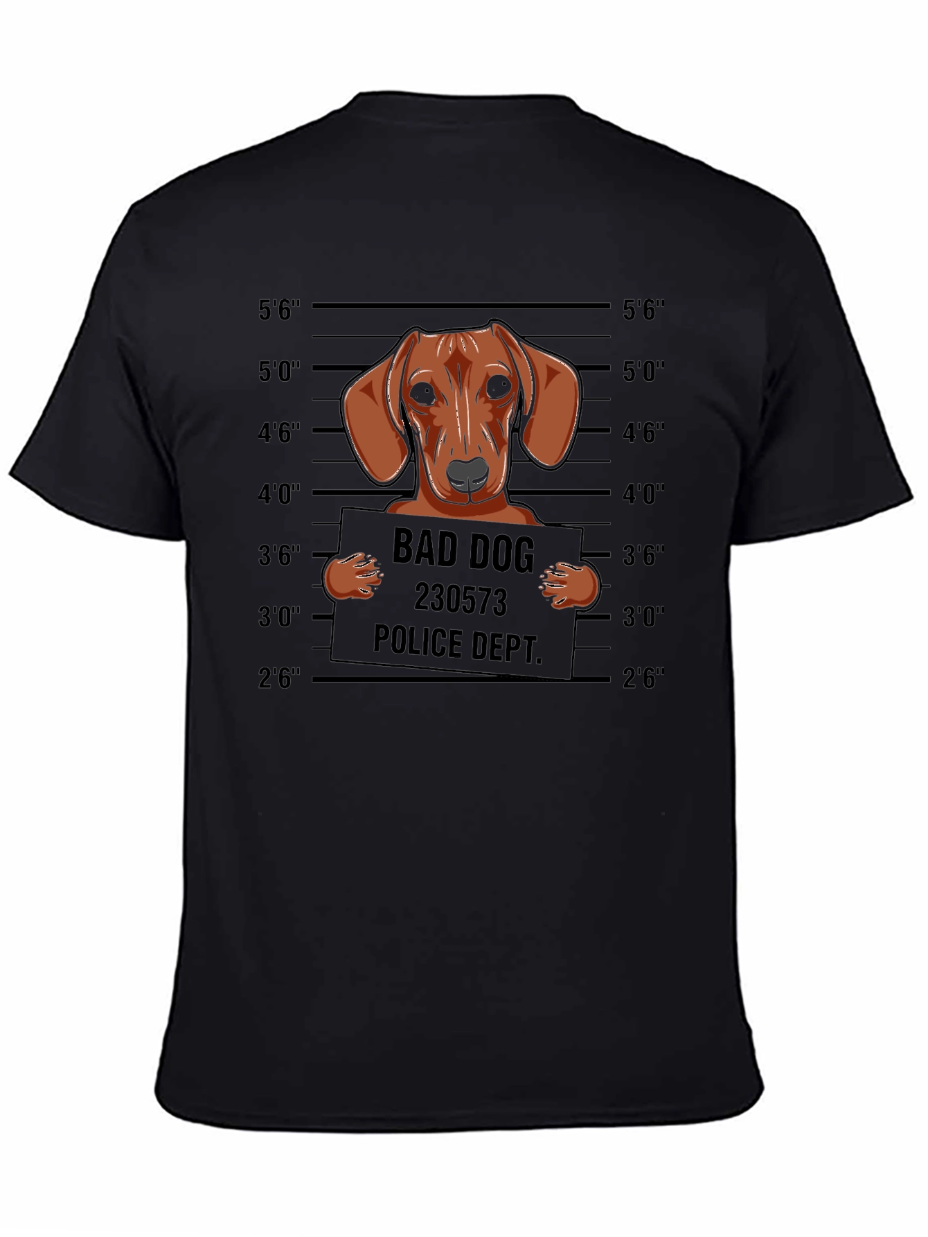 Black Bad Dog Mugshot T-Shirt Funny Canine Tee view 4